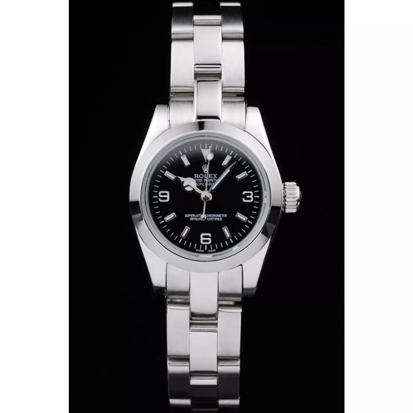 AAA Replica Watches Rolex Explorer Polished Stainless Steel Black Dial 98089 0128