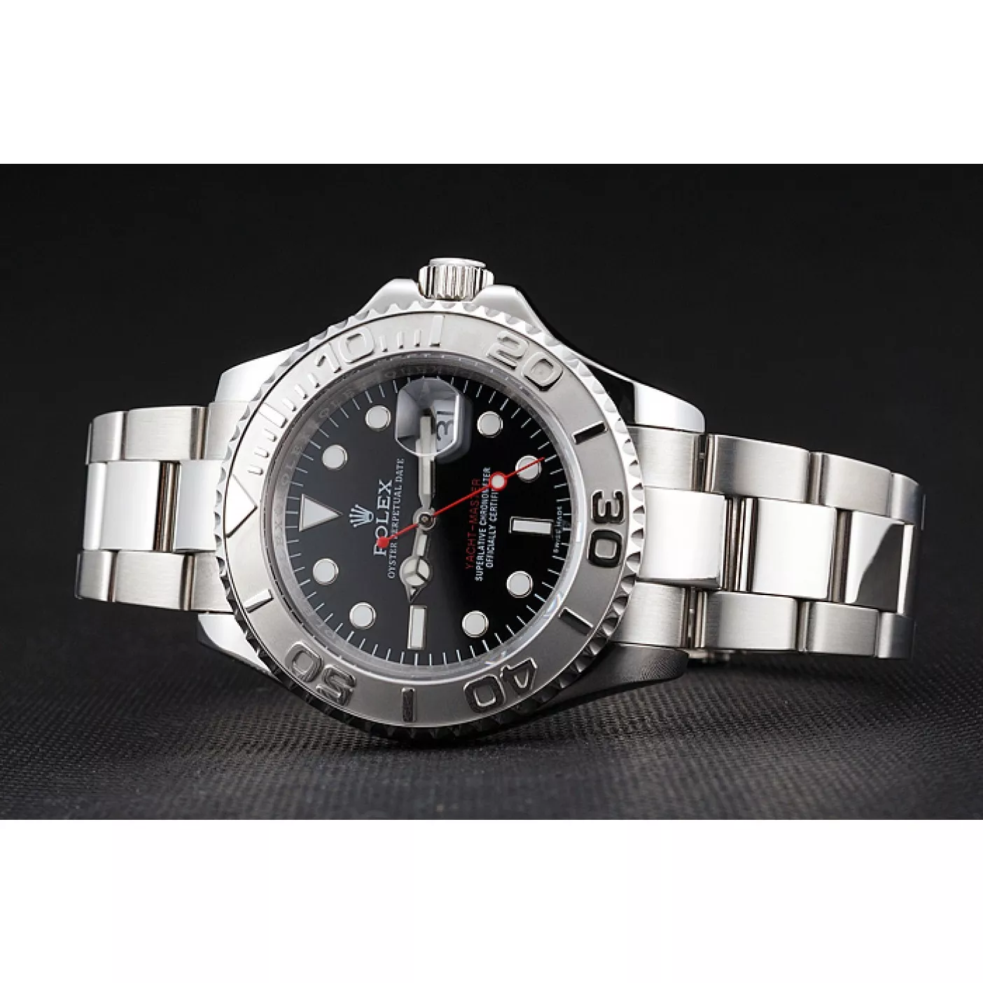 Good Copy Rolex Watches Swiss Rolex Yacht-Master Black Dial Stainless Steel Case And Bracelet 0128