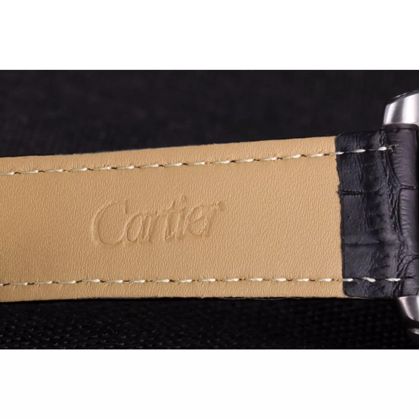 AAA Replica Watches Cartier Calibre Flying Tourbillon Black Dial Stainless Steel Case Black Leather Bracelet 0130