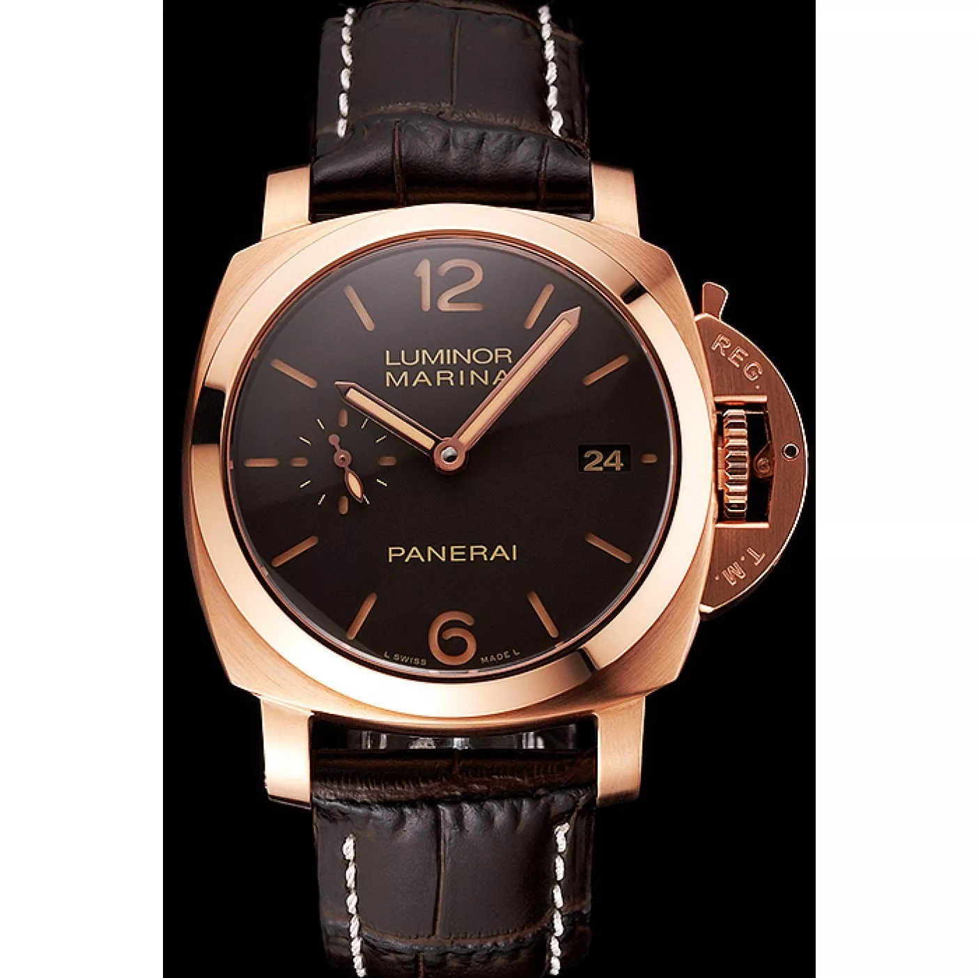 Best AAA Replica Sites Swiss Panerai Luminor Marina 1950 3 Days Oro Rosso Brown Dial Rose Gold Case Brown Leather Strap 0130