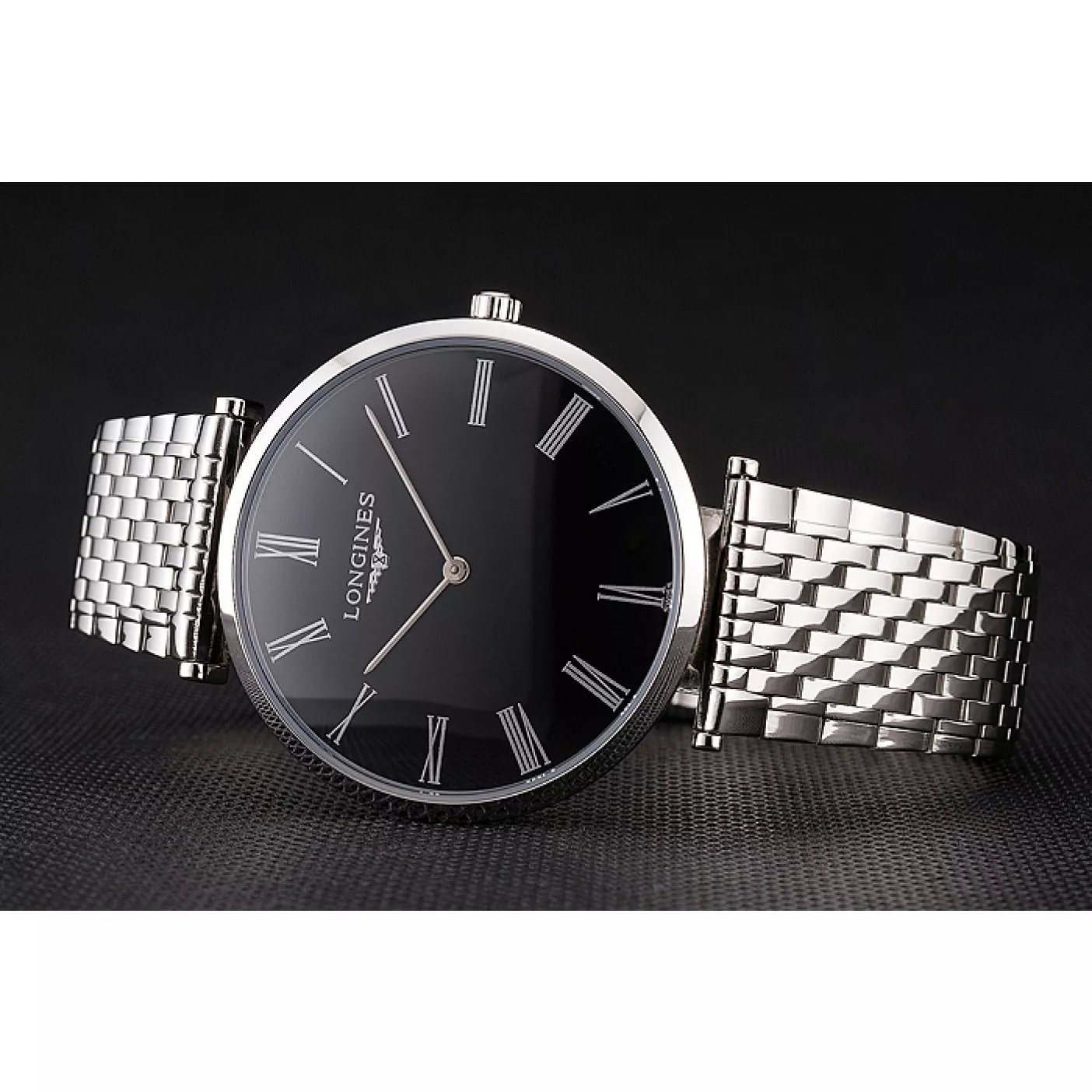 Best AAA Replica Sites Swiss Longines Grande Classique Black Dial Roman Numerals Stainless Steel Case And Bracelet 0130