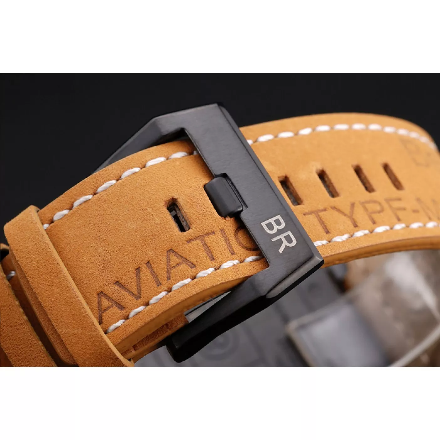 AAA Replica Watches Bell and Ross BR 03-94 Black Dial Black Case Beige Leather Strap 0130