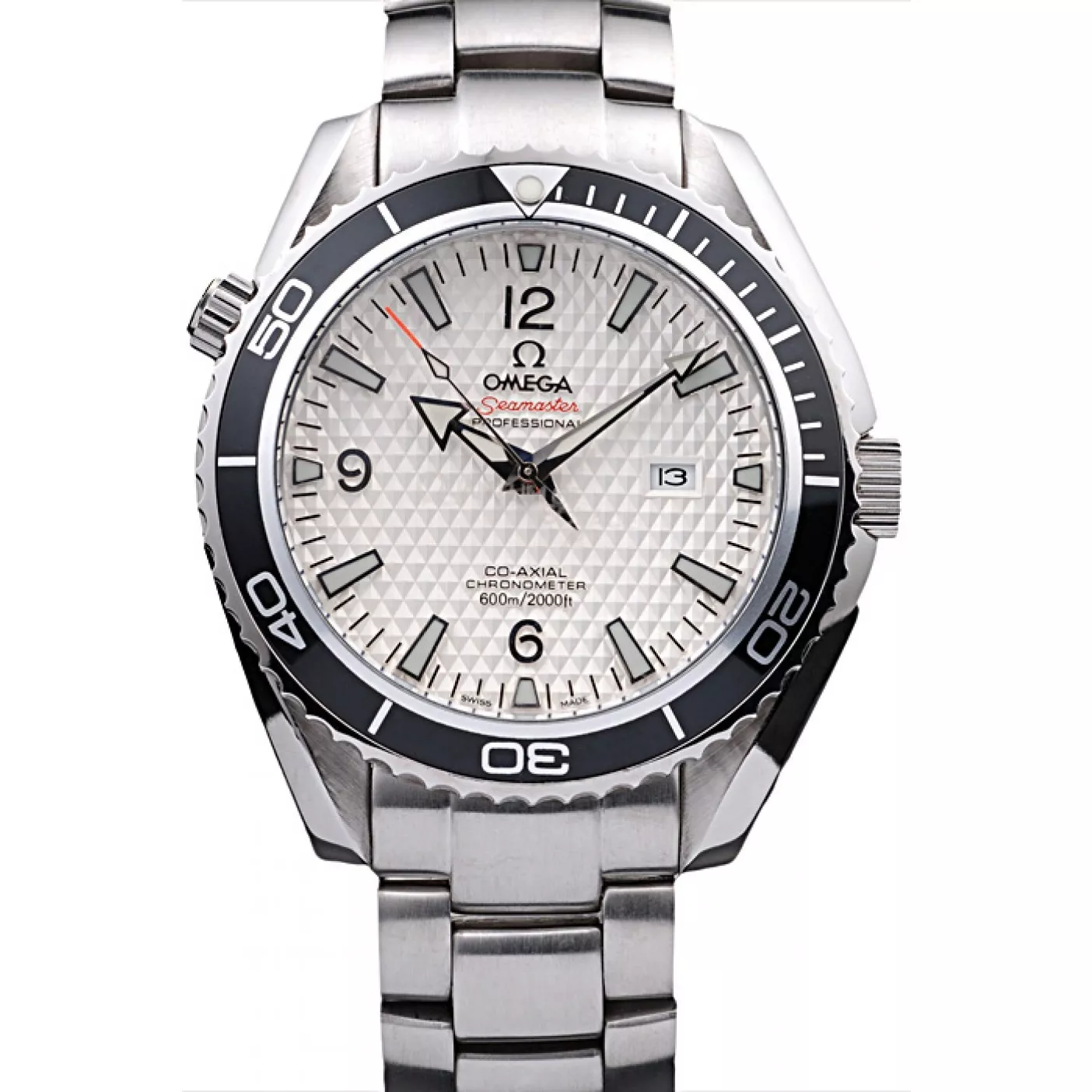 Omega Seamaster Planet Ocean Co-axial Black Case White Dial 0121