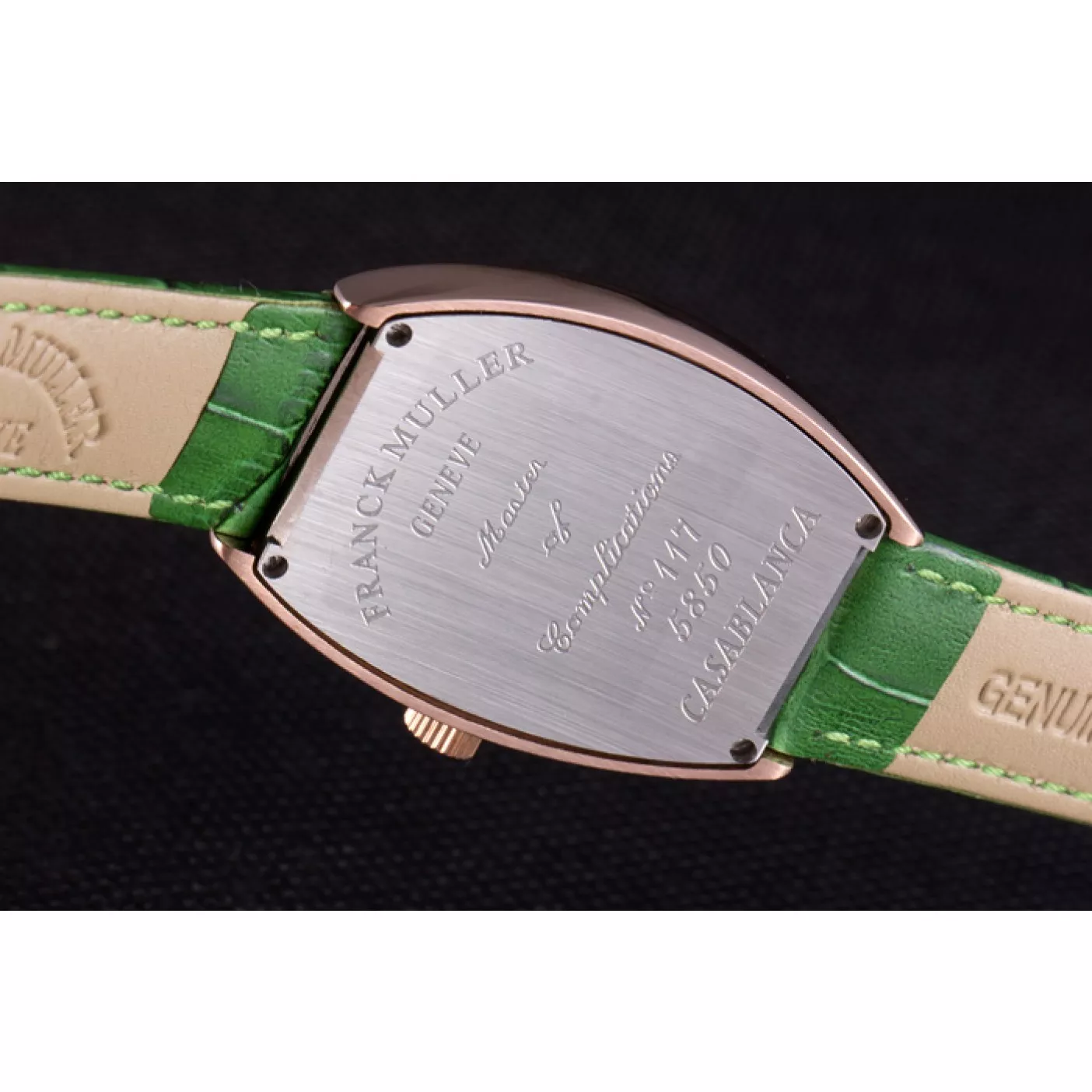 Good Copy Rolex Watches Franck Muller Casablanca Green Croco Leather Band Crystal Encrusted Bezel 621646 0130