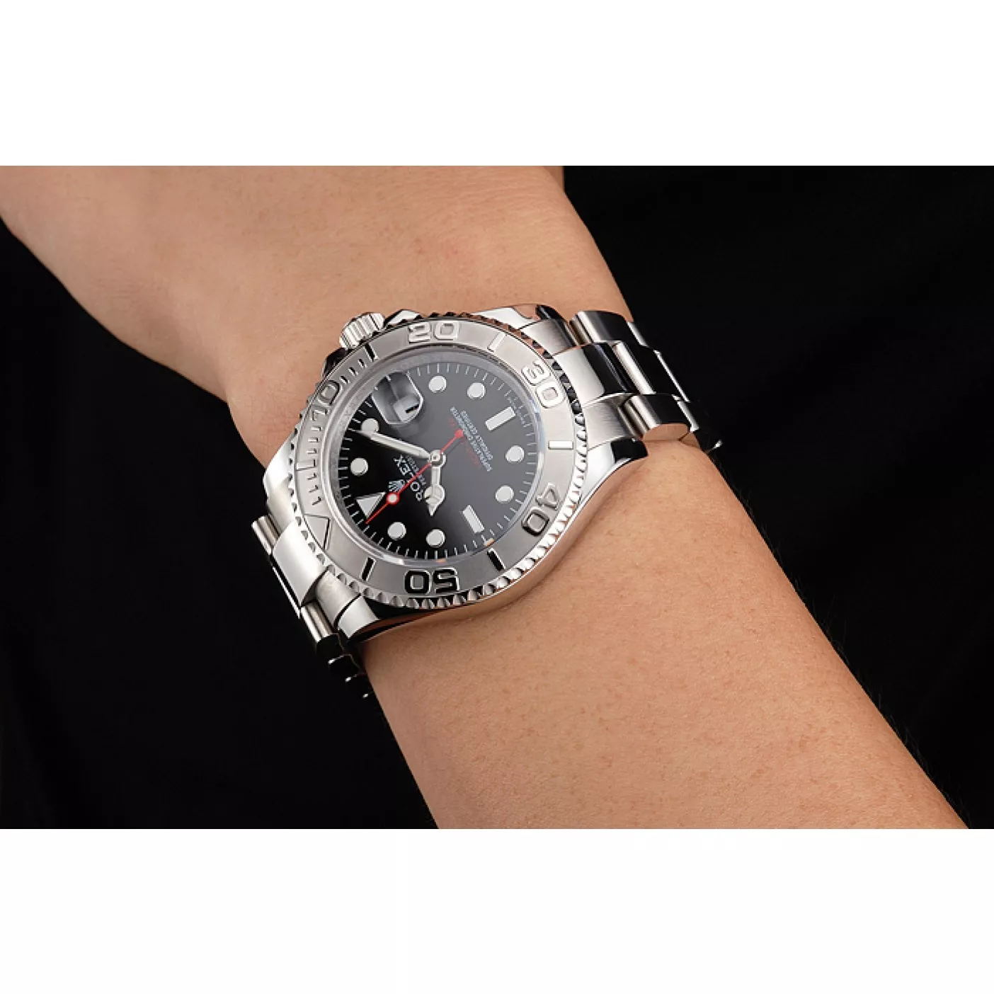 Good Copy Rolex Watches Swiss Rolex Yacht-Master Black Dial Stainless Steel Case And Bracelet 0128