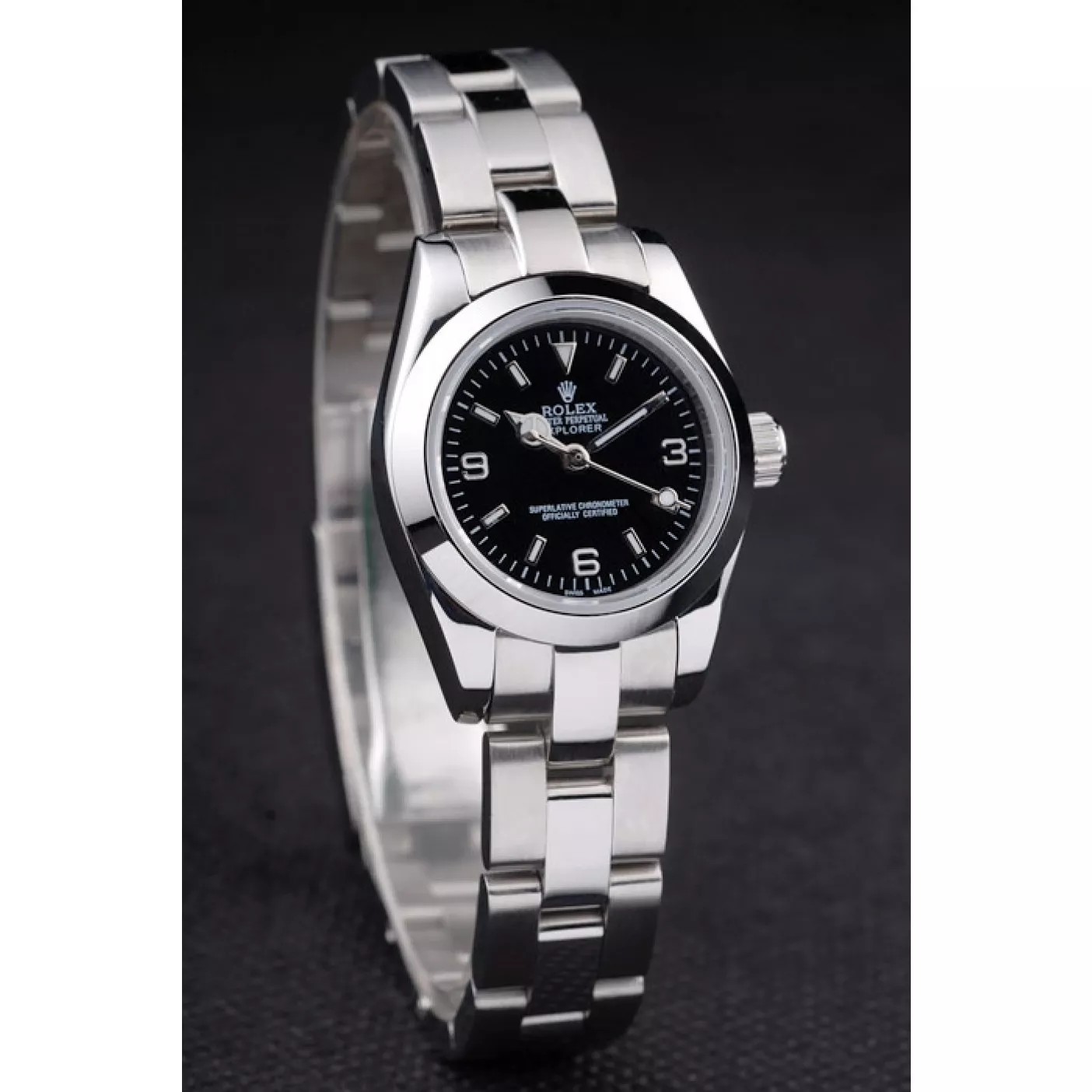 AAA Replica Watches Rolex Explorer Polished Stainless Steel Black Dial 98089 0128