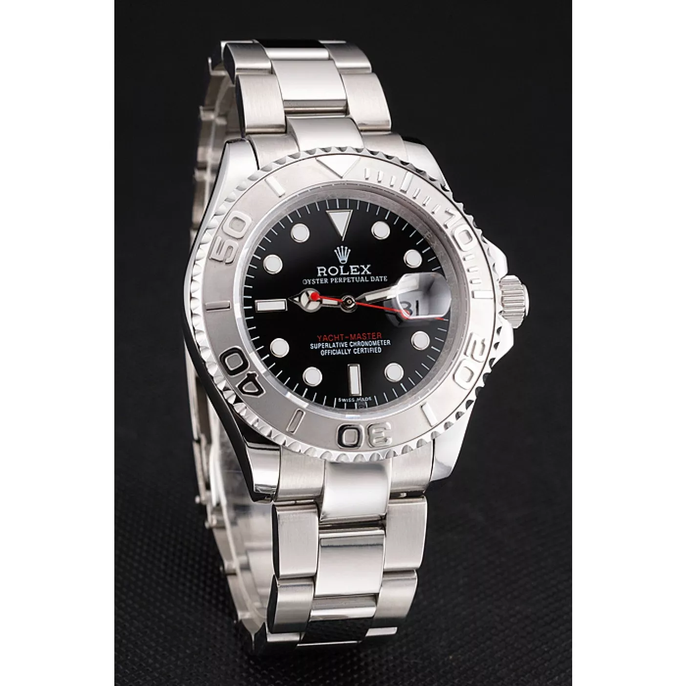 Good Copy Rolex Watches Swiss Rolex Yacht-Master Black Dial Stainless Steel Case And Bracelet 0128