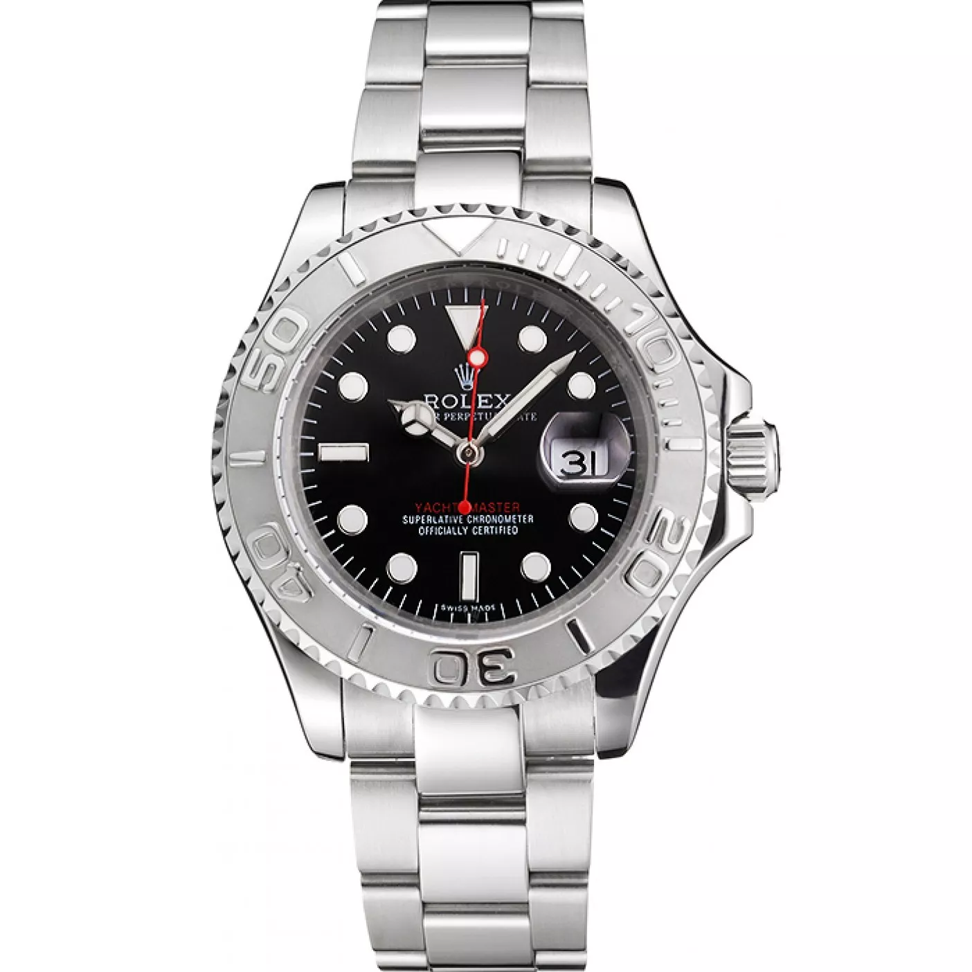 Swiss Rolex Yacht-Master Black Dial Stainless Steel Case And Bracelet 0128