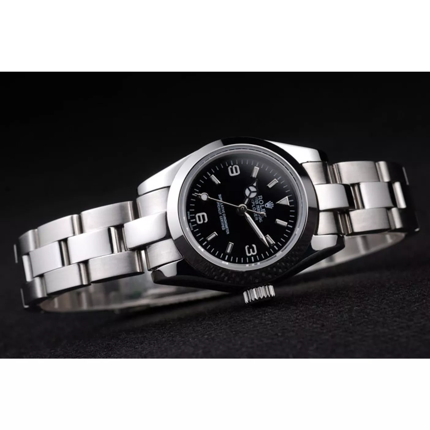 AAA Replica Watches Rolex Explorer Polished Stainless Steel Black Dial 98089 0128