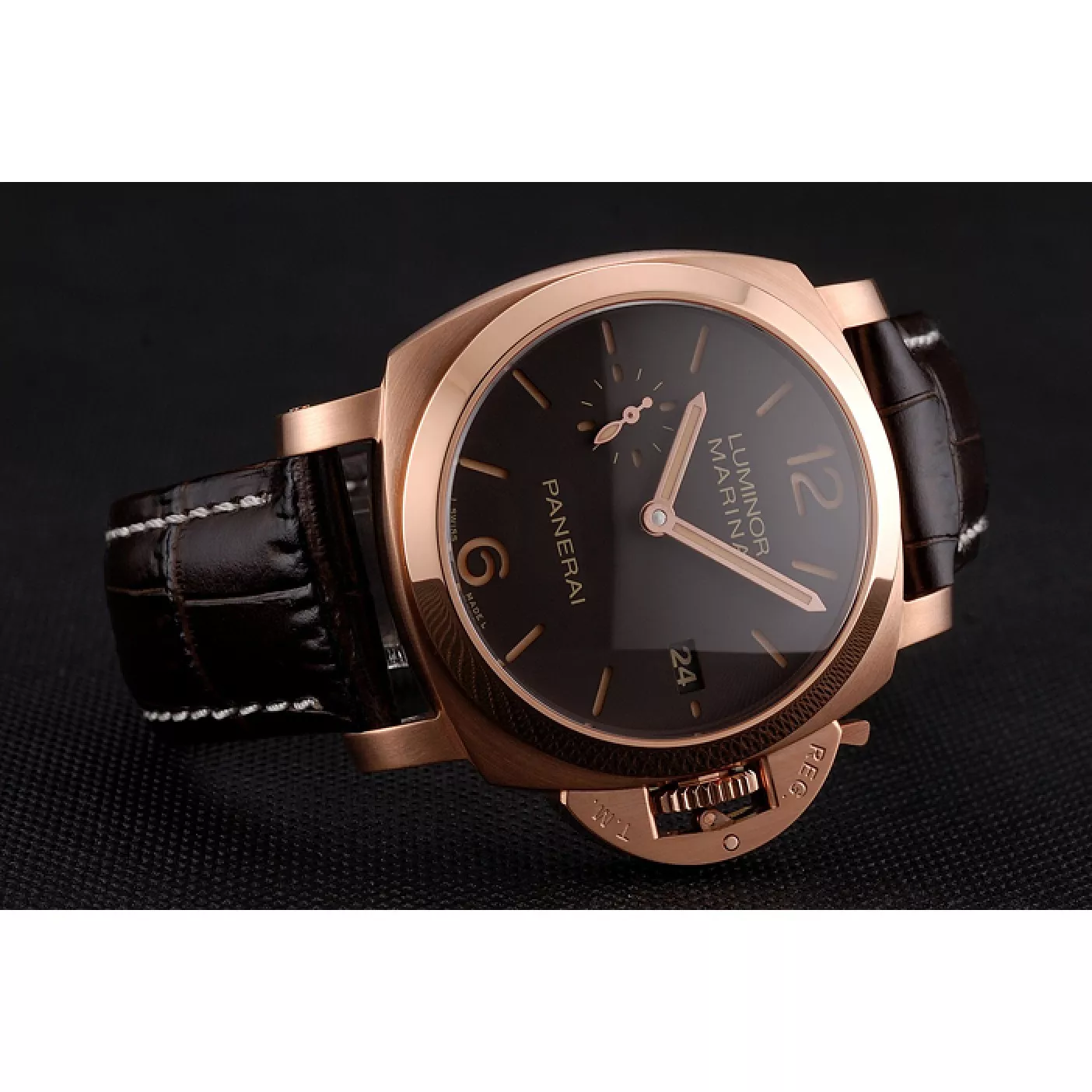 Best AAA Replica Sites Swiss Panerai Luminor Marina 1950 3 Days Oro Rosso Brown Dial Rose Gold Case Brown Leather Strap 0130