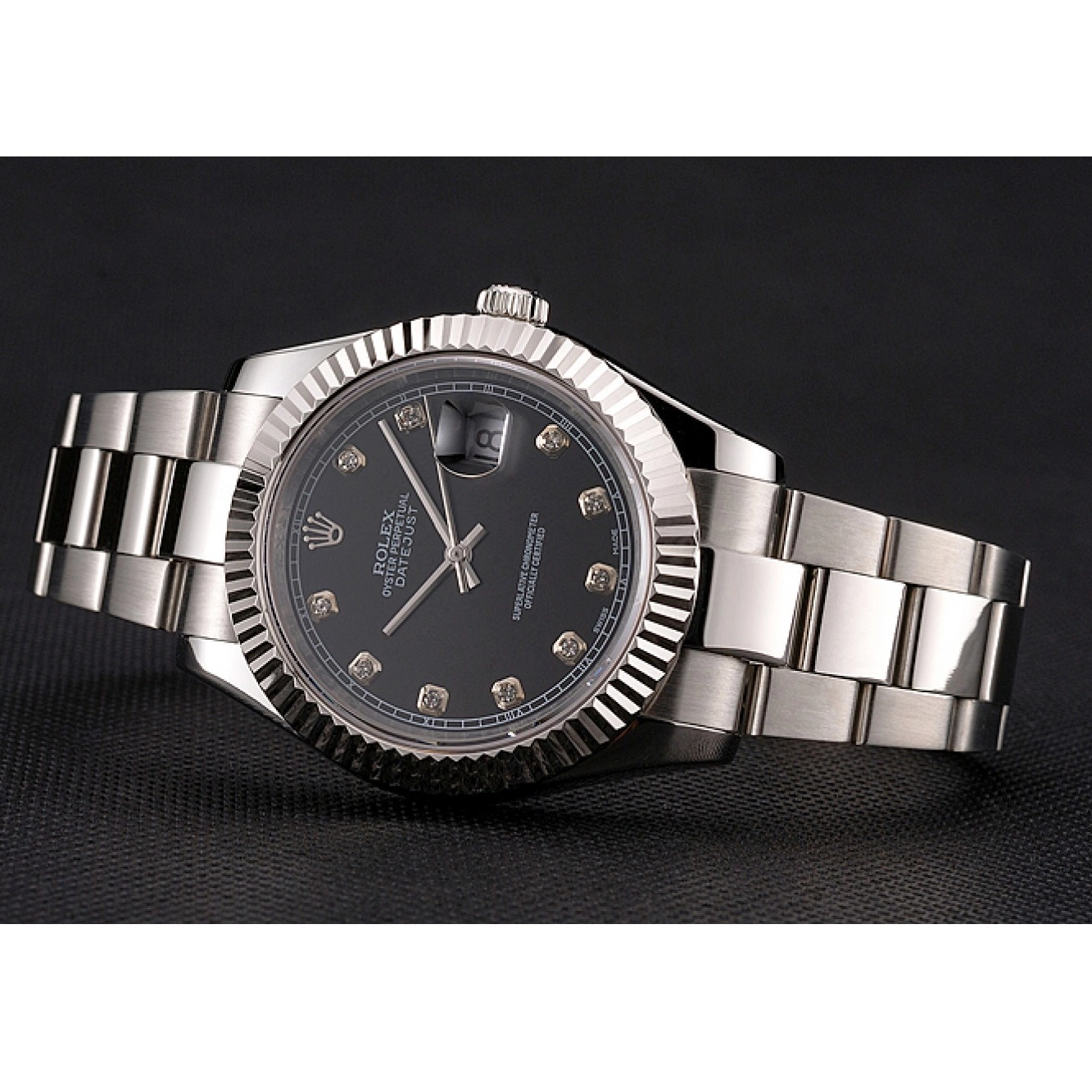 Good Copy Rolex Watches Steel Case Dimond Dial Swiss Marks And Datejust Stainless Bracelet Rolex Hour Black 0219