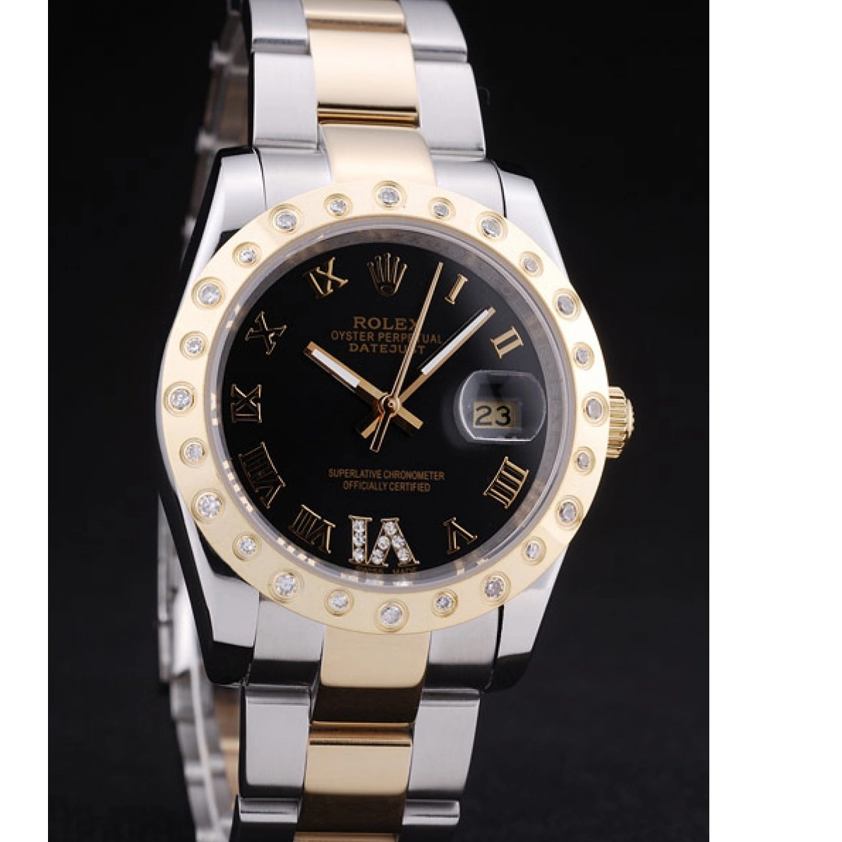 AAA Replica Watches 7463 Rolex Black Bezel Diamond Datejust Dial 0210