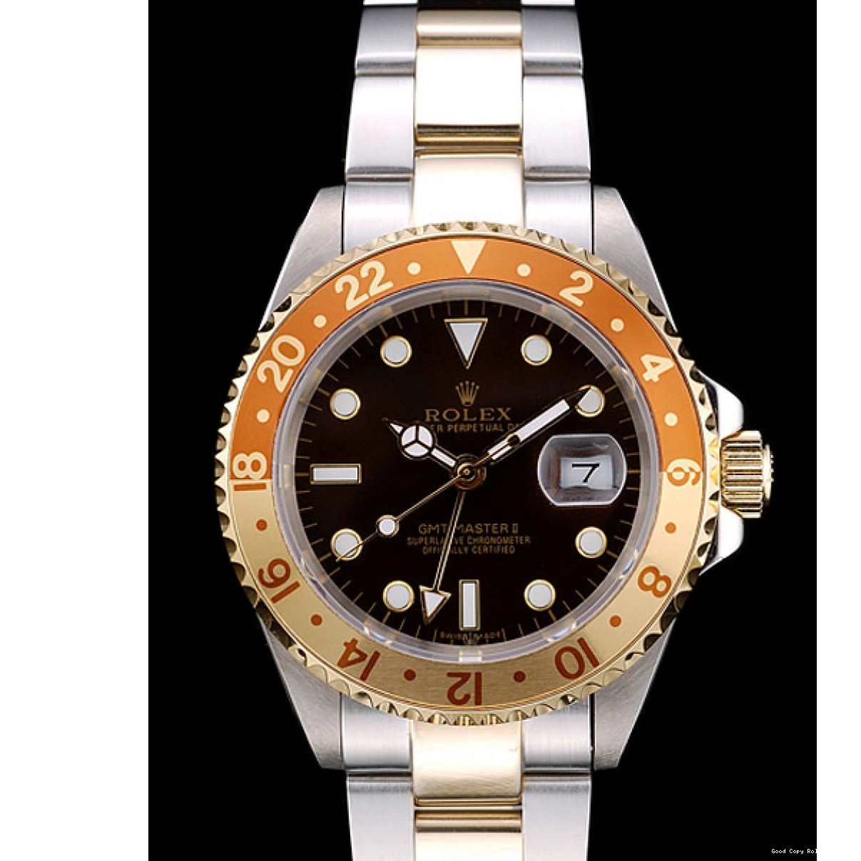 Best AAA Replica Sites Gold Ceramic Master Brown Rolex Colored Bezel Dial Watch GMT II 0208