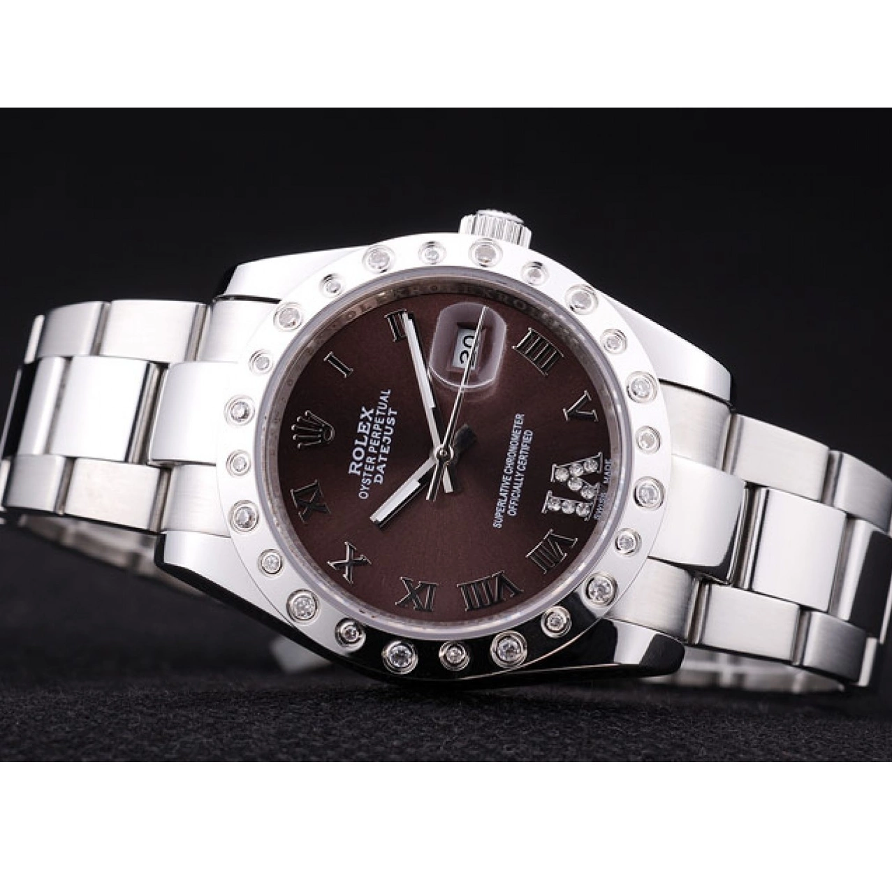 Best AAA Replica Sites 7466 Diamond Rolex Bezel Brown Datejust Dial 0224