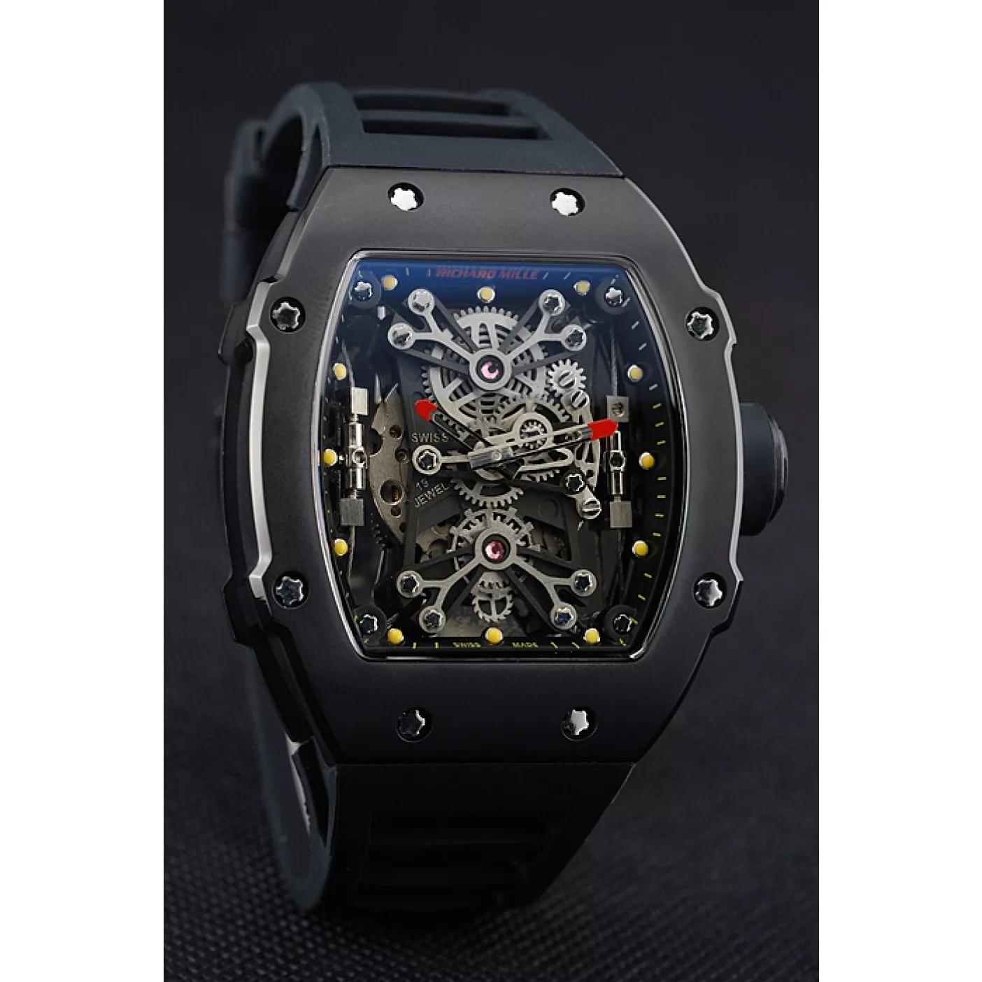 Good Copy Rolex Watches Richard Mille Tourbillion Rafael Nadal RM 27-01 Black Case Black Rubber Bracelet 1454253 0202