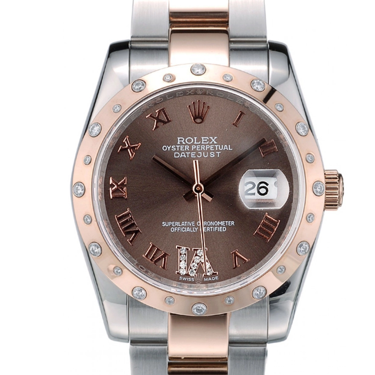 Good Copy Rolex Watches Dial 41994 DateJust Rolex Brushed Steel Brown Case Stainless Diamond Plated 0210