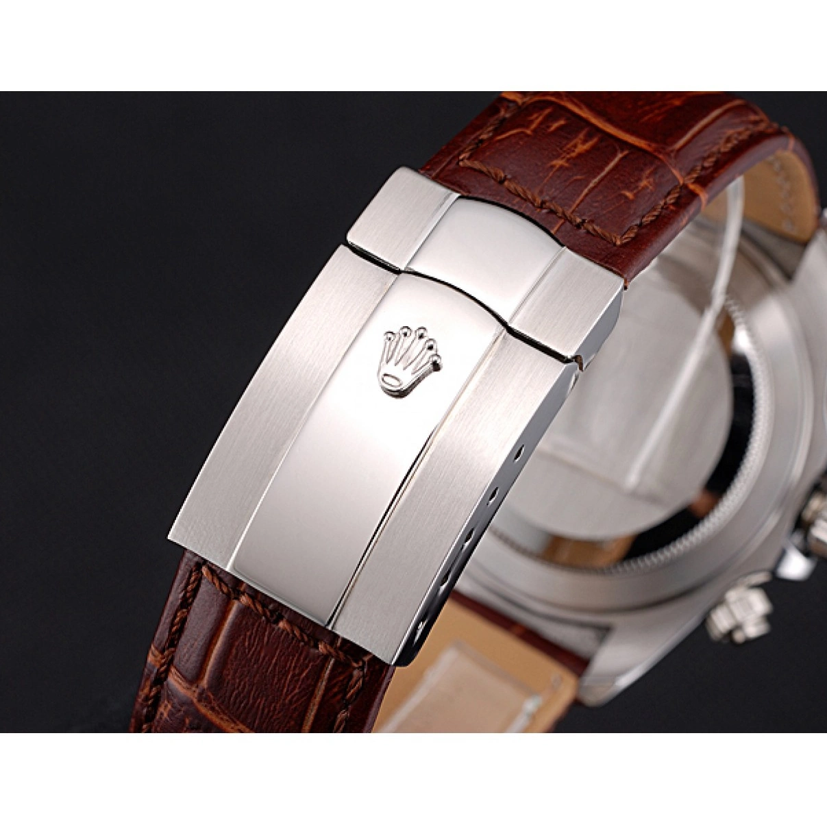 Good Copy Rolex Watches Leather Brown White Strap Daytona Rolex Case Steel Dial Stainless 0222