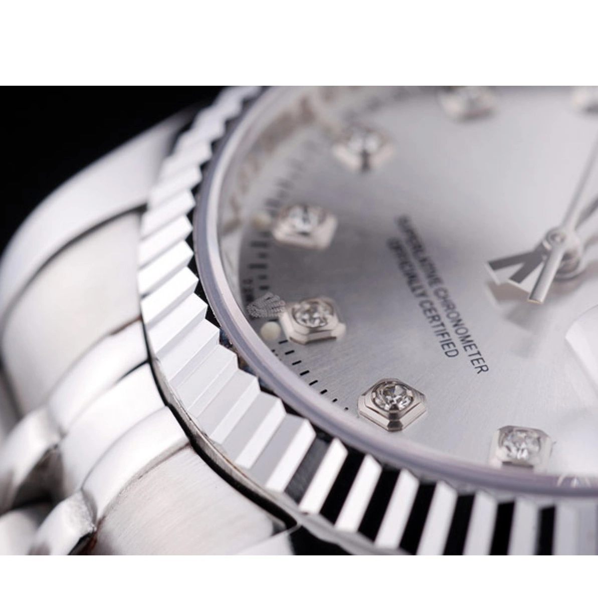 Best AAA Replica Sites Datejust Silver Bezel Rolex Dial Ribbed Diamonds 7455 0219