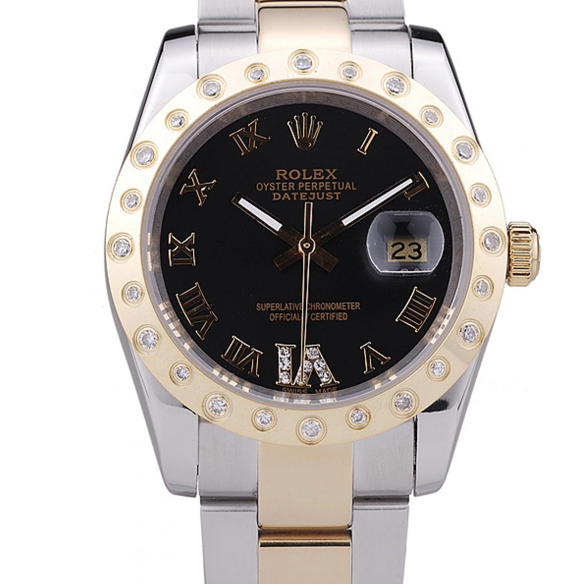 AAA Replica Watches 7463 Rolex Black Bezel Diamond Datejust Dial 0210