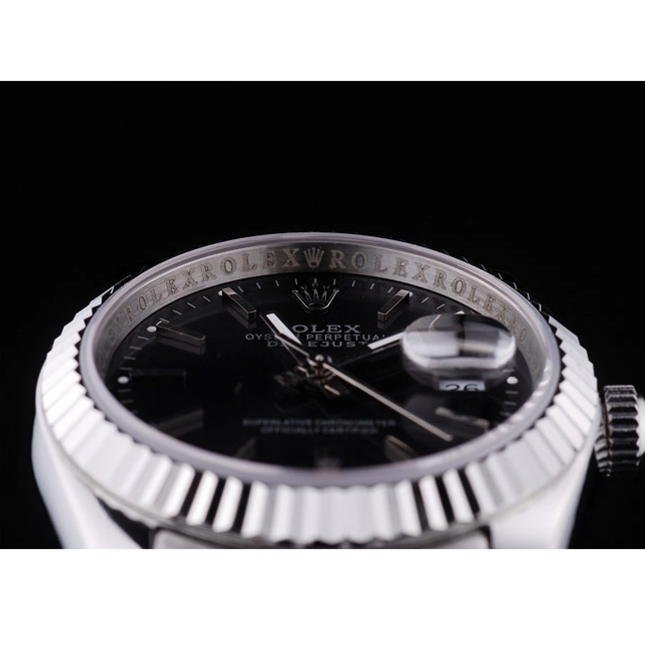 AAA Replica Watches Bezel Black Diamonds Ribbed 7456 Datejust Dial Rolex 0210