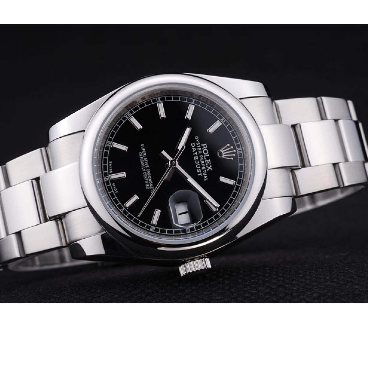 AAA Replica Watches Silver 7467 Rolex Polished Dial Bezel Black Datejust 0217