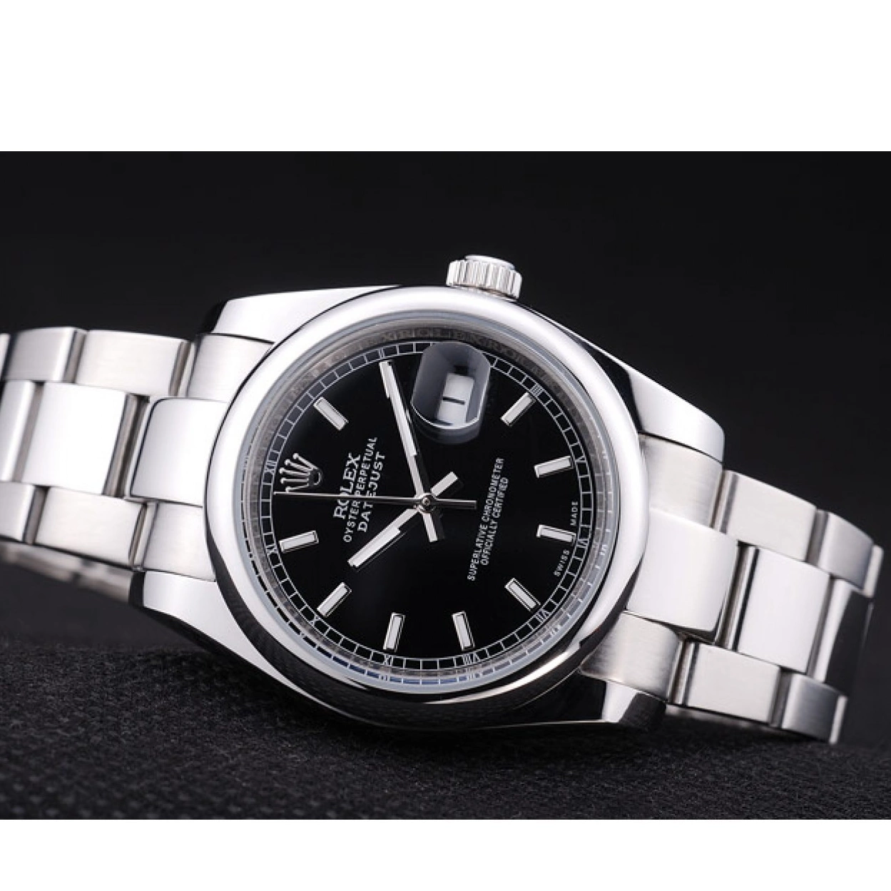 AAA Replica Watches Silver 7467 Rolex Polished Dial Bezel Black Datejust 0217