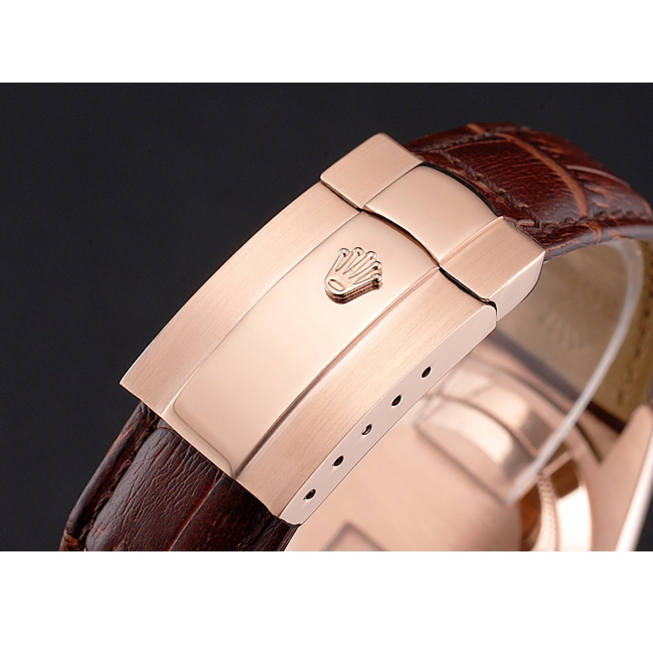 Good Copy Rolex Watches Brown Brown Case Gold Rolex Dweller Dial Leather Sky Rose Strap 0210