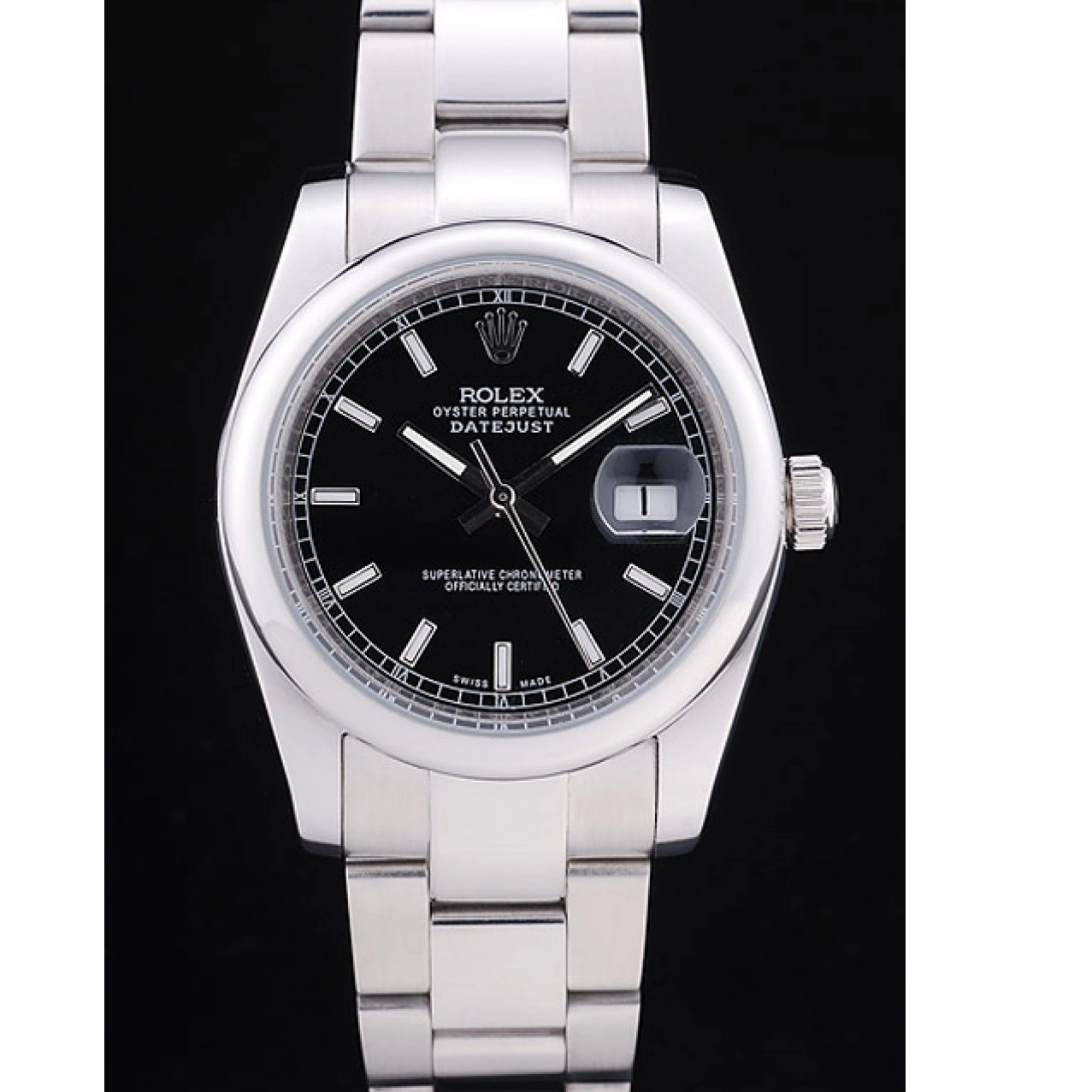 AAA Replica Watches Silver 7467 Rolex Polished Dial Bezel Black Datejust 0217