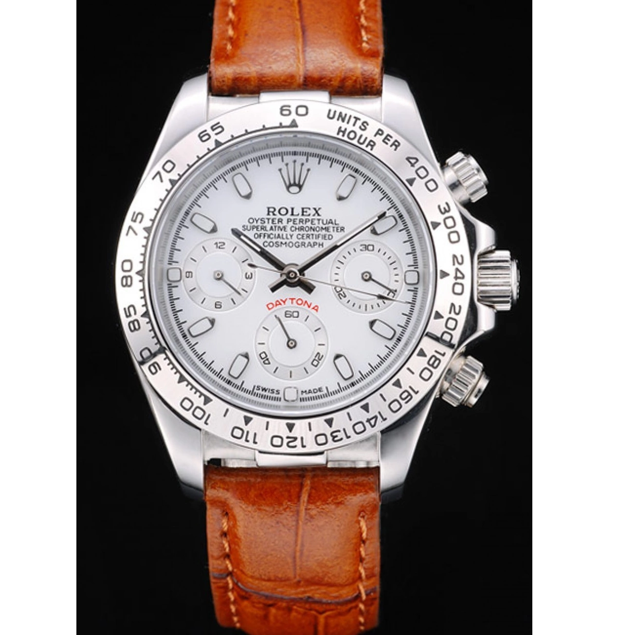 Best AAA Replica Sites Rolex Case Brown Stainless Tachymeter White Leather Steel Lady Strap Dial Daytona 0222