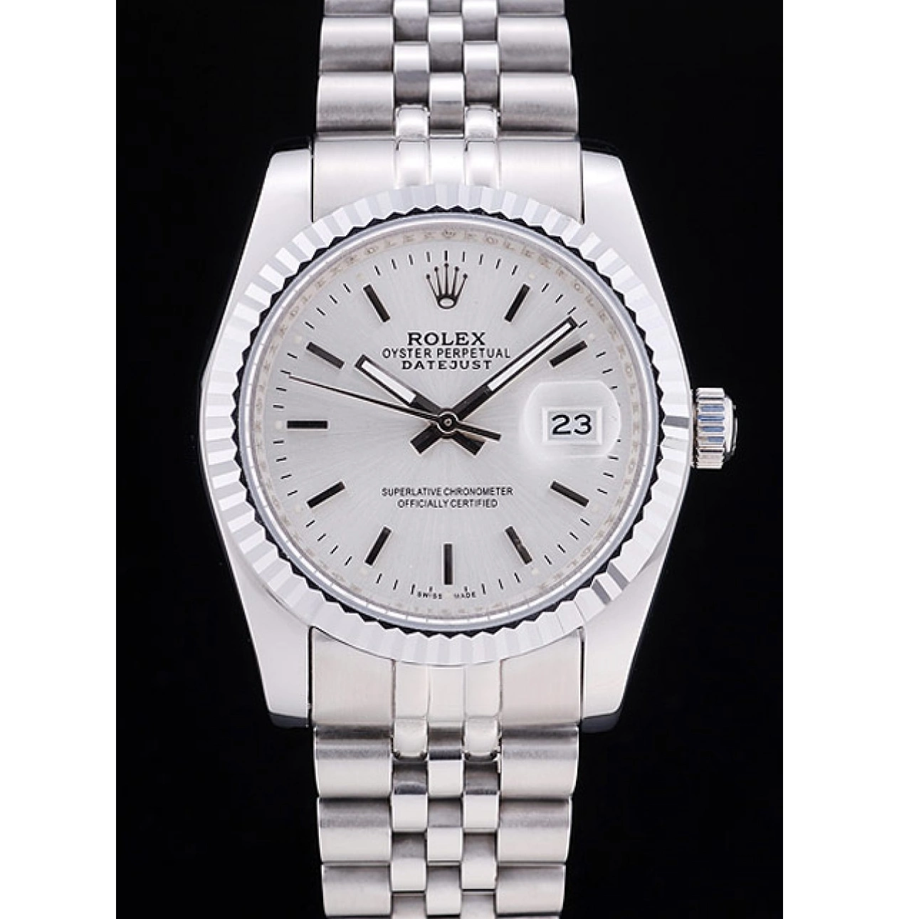 Best AAA Replica Sites Rolex Bezel 7457 Ribbed Silver Datejust Dial 0213