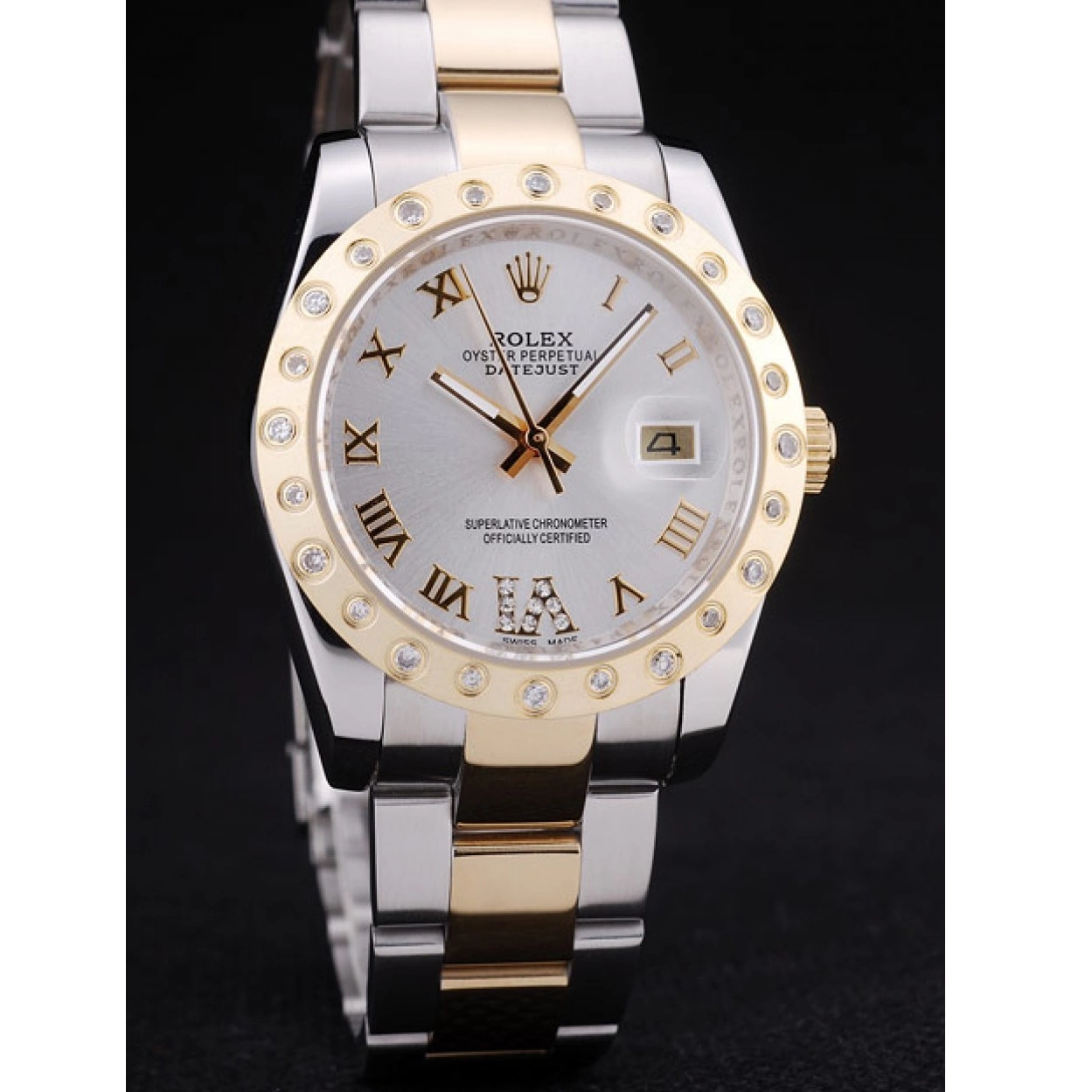 Best AAA Replica Sites Diamond 7464 White Dial Rolex Bezel Datejust 0210