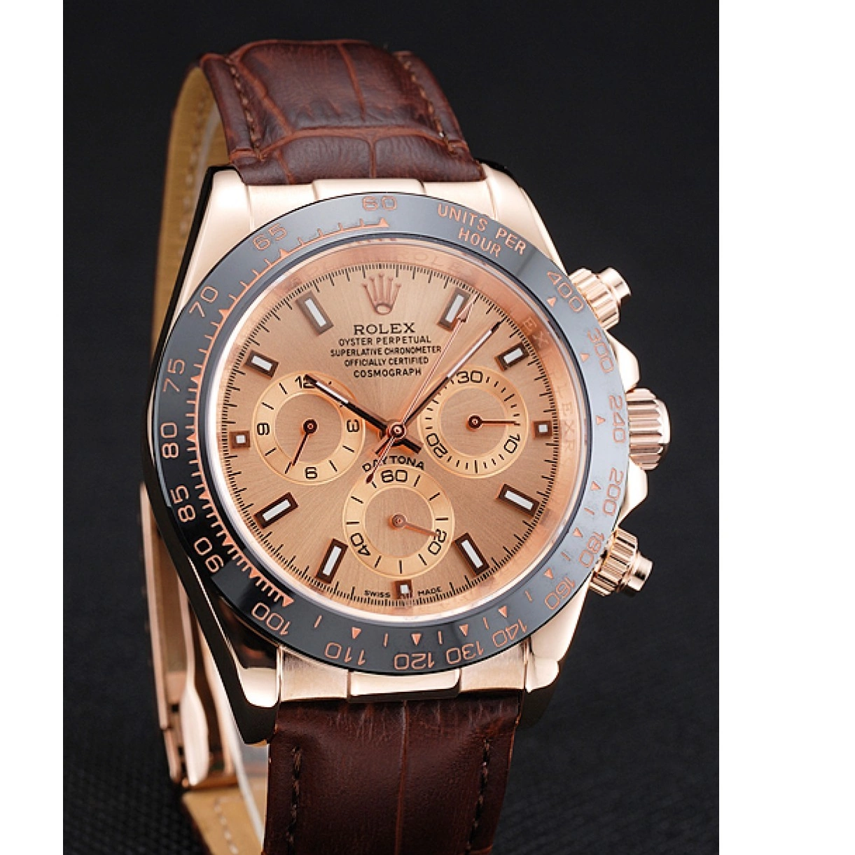 Good Copy Rolex Watches Gold Leather Cosmograph Rolex Dial 1454243 Rose Bracelet Brown Case Brown Daytona 0222