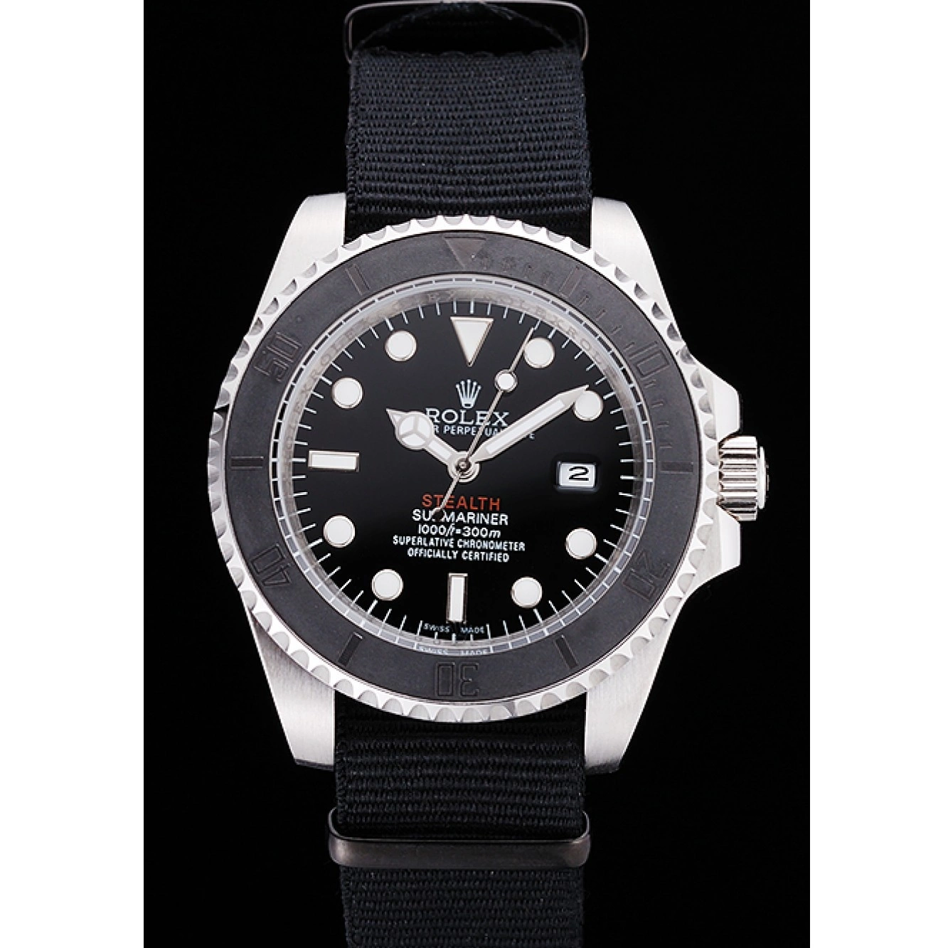 Best AAA Replica Sites Fabric Rolex Submariner MK Band Black rl424 STEALTH 621386 IV 0216