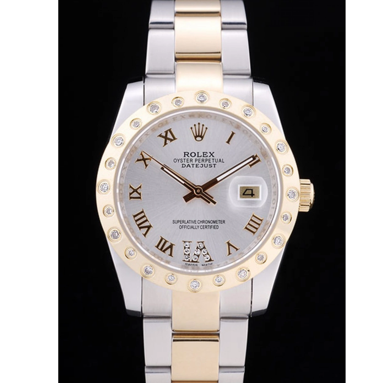 Best AAA Replica Sites Diamond 7464 White Dial Rolex Bezel Datejust 0210