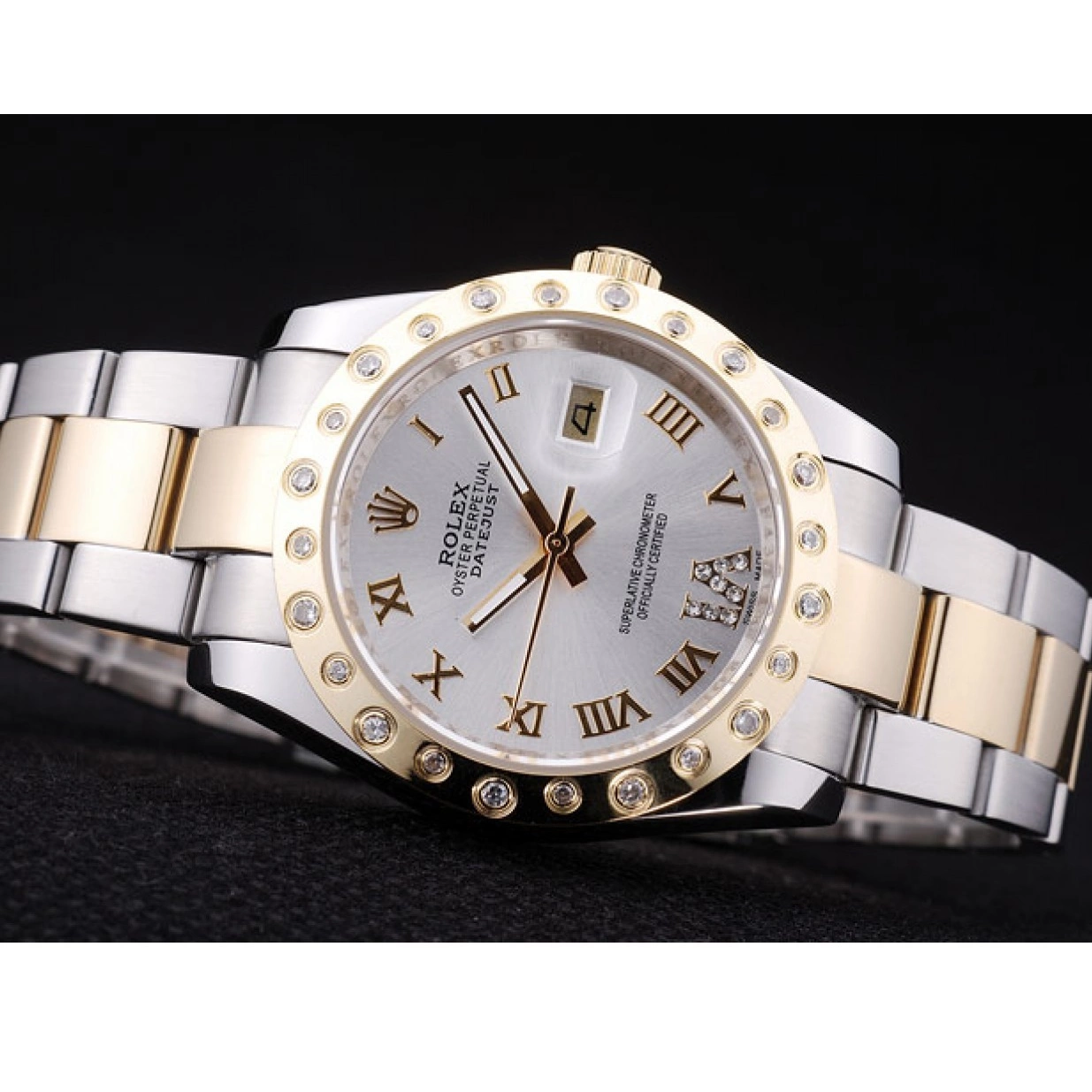 Best AAA Replica Sites Diamond 7464 White Dial Rolex Bezel Datejust 0210