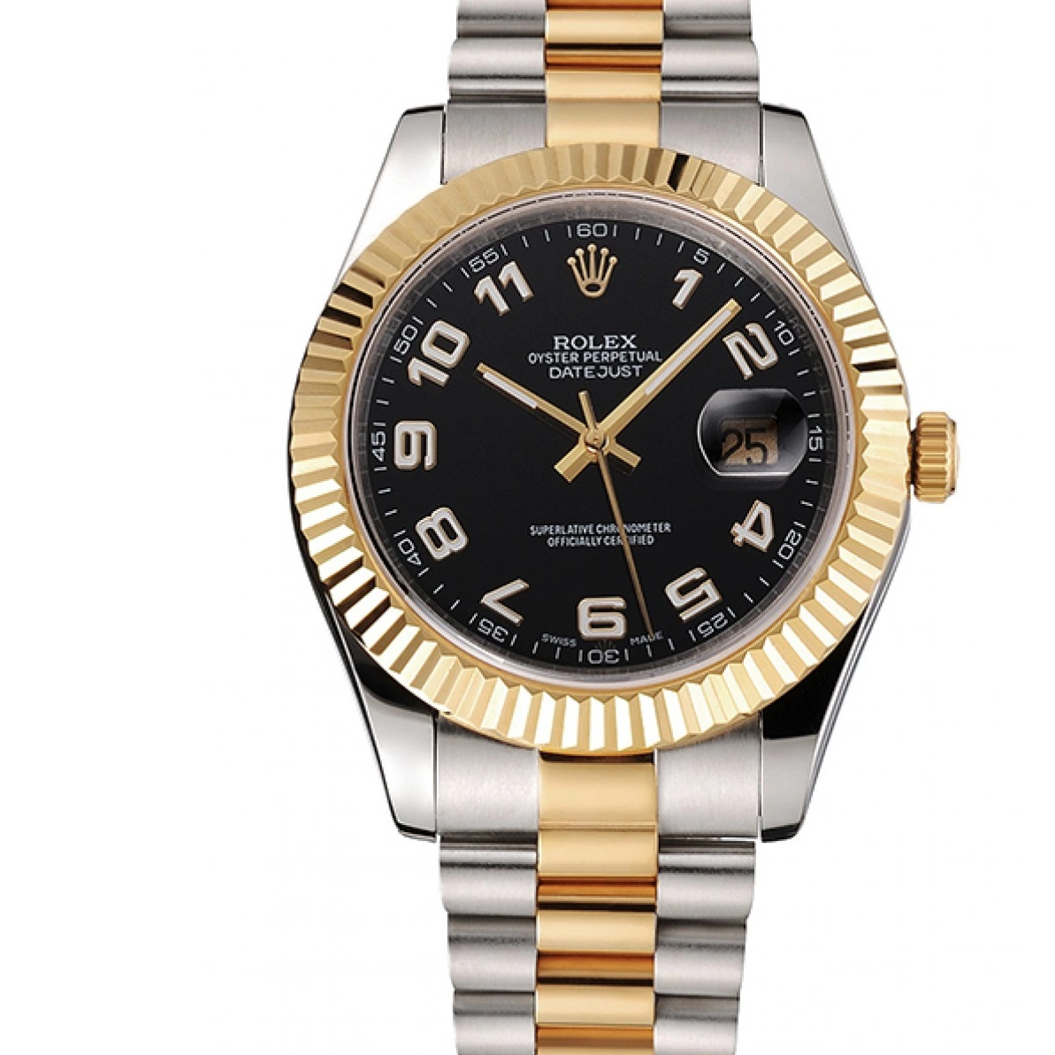 Good Copy Rolex Watches Case Stainless Black Gold Datejust Bracelet Dial Swiss Steel Bezel Rolex Tone Two 0210