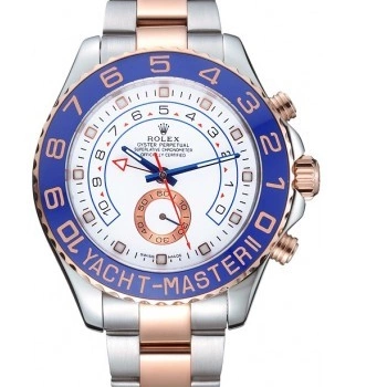 AAA Replica Watches Stainless Rolex and Bezel 622270 II Dial Rose Bracelet Blue Steel Gold White Yacht-Master 0211