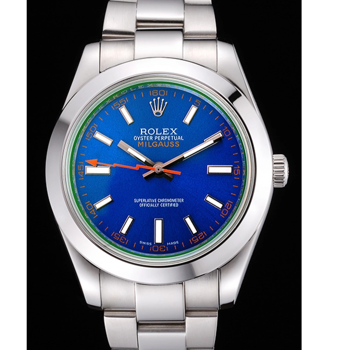 AAA Replica Watches Milgauss Stainless Bezel Blue 622838 Dial Steel Case Rolex And 0223