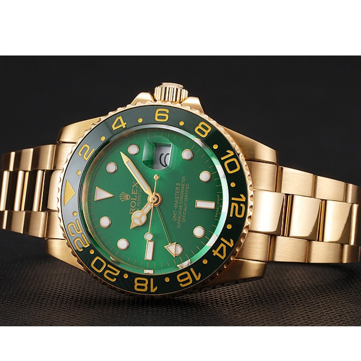 Good Copy Rolex Watches Bracelet Swiss Case Green Master Bezel And Gold 1453750 And GMT Rolex II Dial 0214