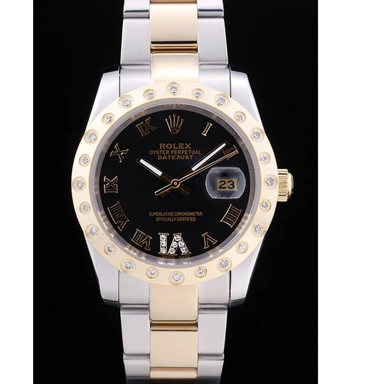 AAA Replica Watches 7463 Rolex Black Bezel Diamond Datejust Dial 0210