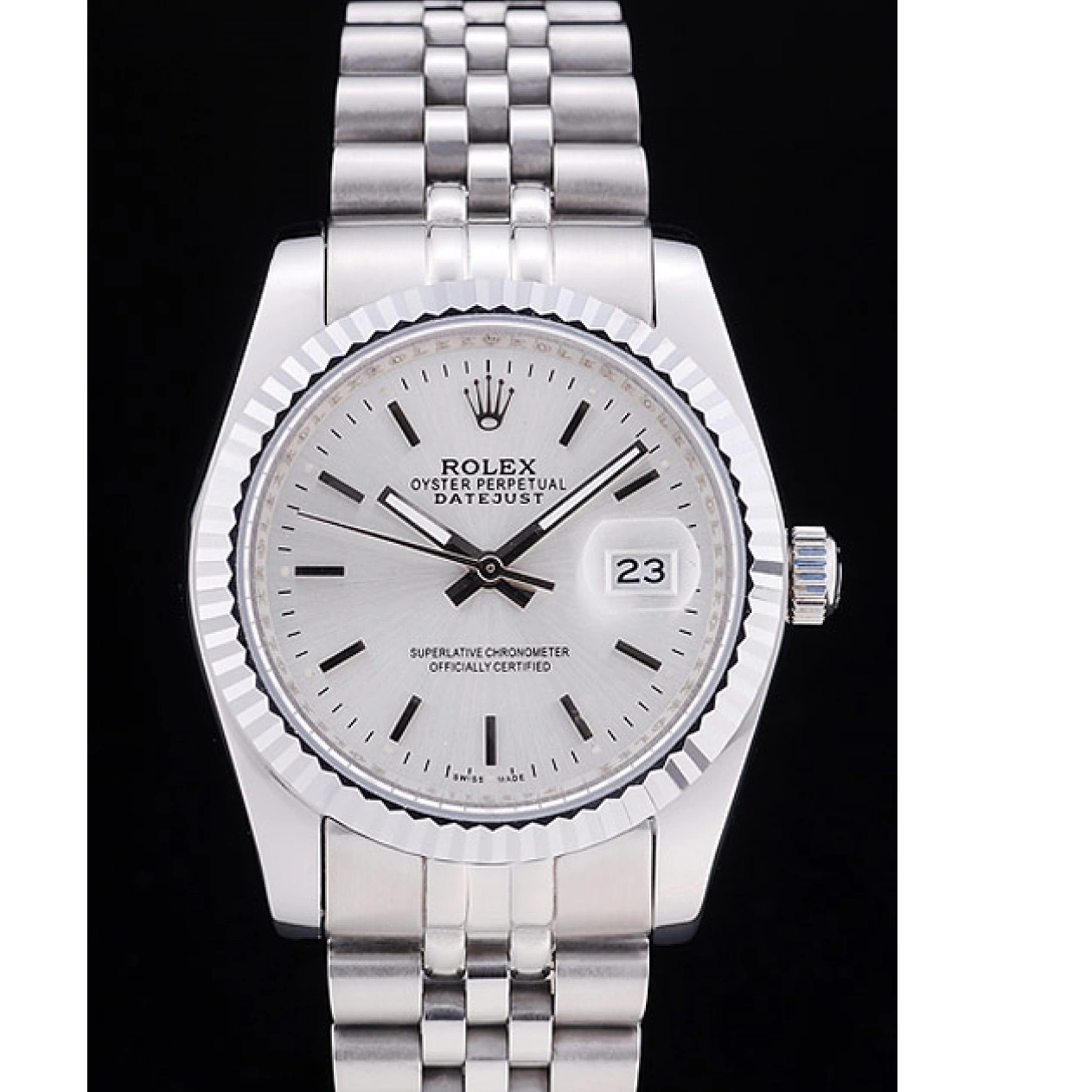 Best AAA Replica Sites Rolex Ribbed 7457 Dial Datejust Bezel Silver 0218