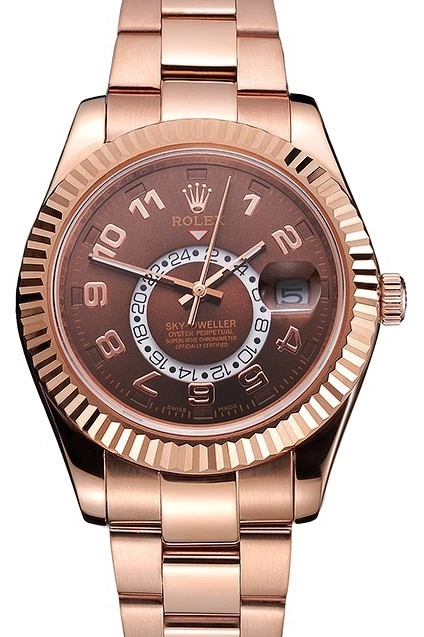 Good Copy Rolex Watches Brown Brown Case Gold Rolex Dweller Dial Leather Sky Rose Strap 0210