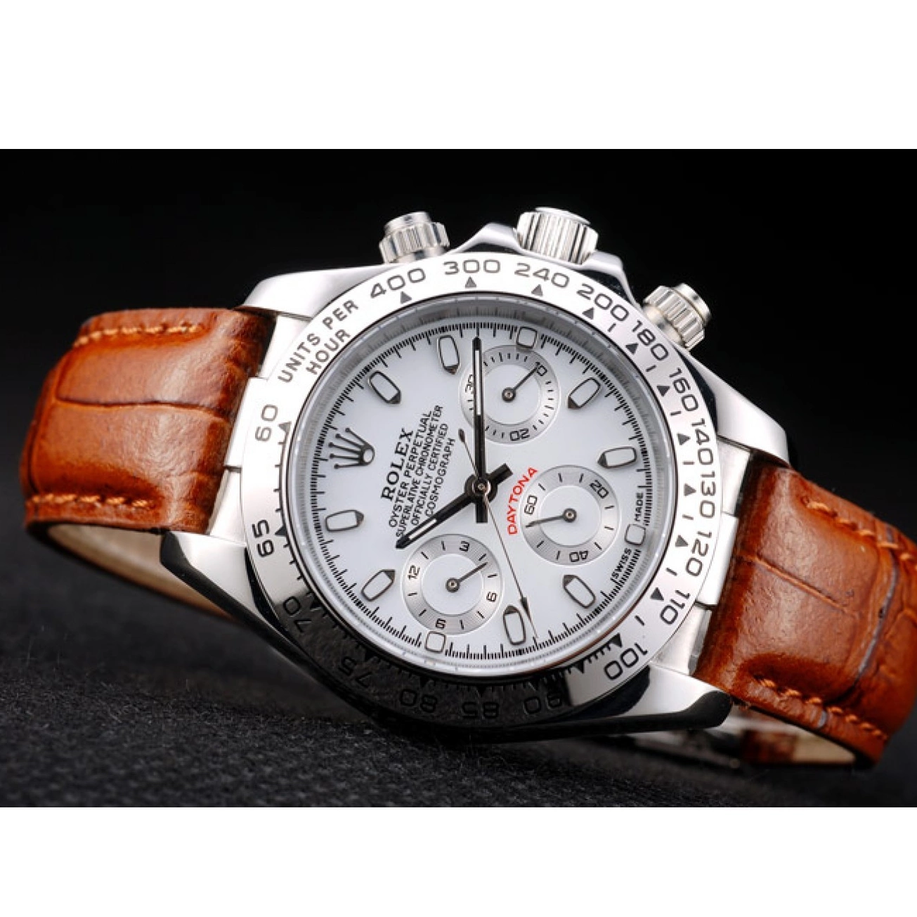 Best AAA Replica Sites Rolex Case Brown Stainless Tachymeter White Leather Steel Lady Strap Dial Daytona 0222