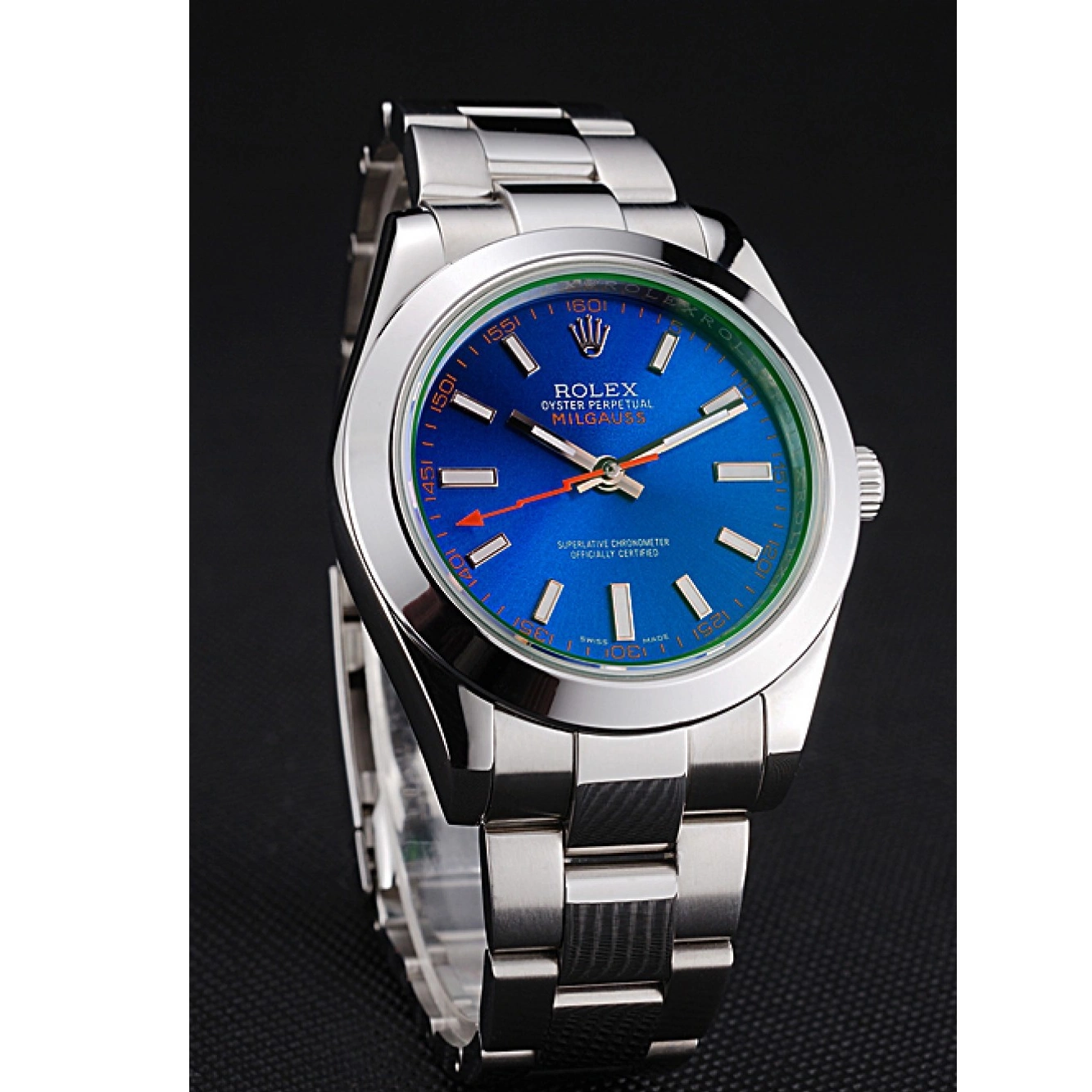 AAA Replica Watches Milgauss Stainless Bezel Blue 622838 Dial Steel Case Rolex And 0223