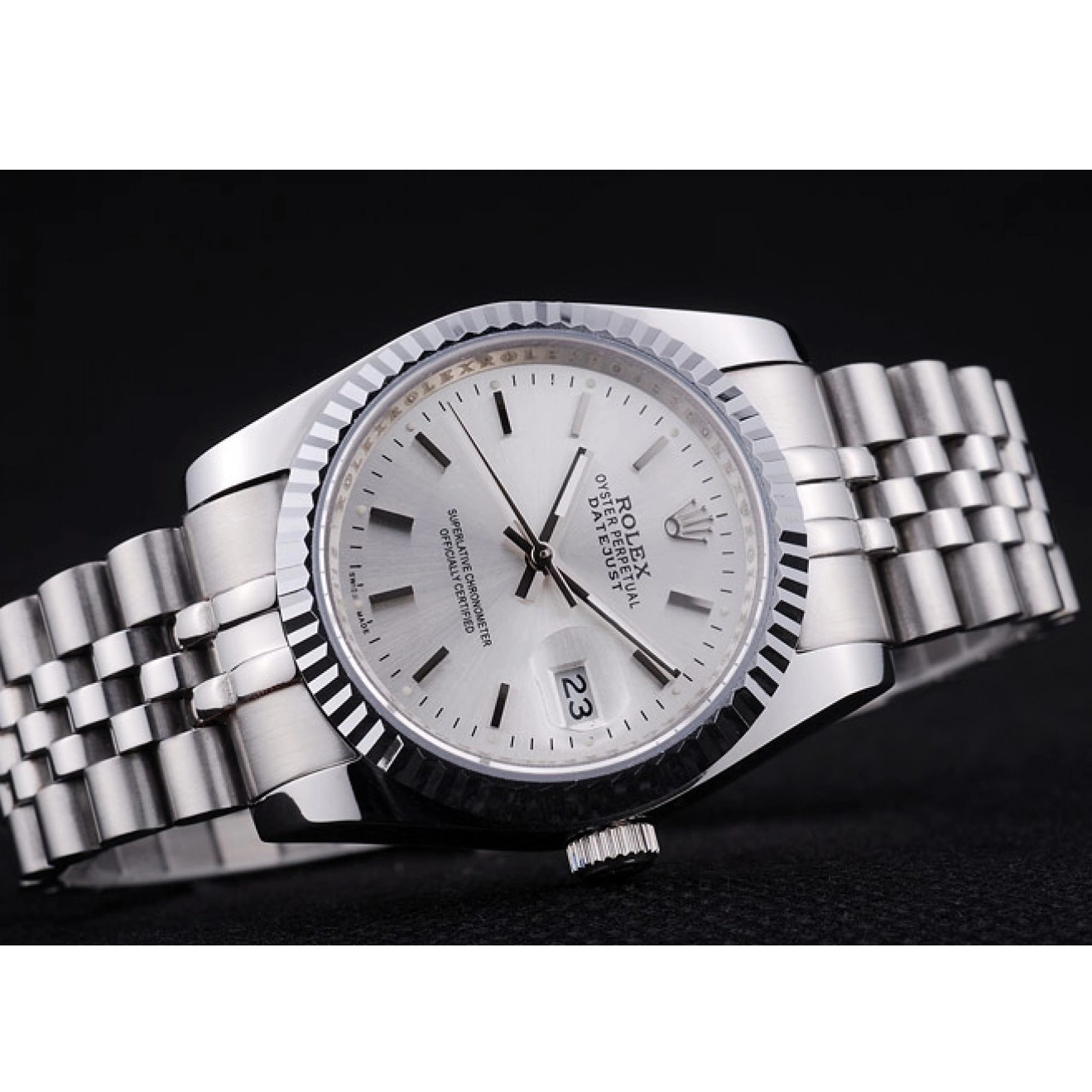 Best AAA Replica Sites Rolex Bezel 7457 Ribbed Silver Datejust Dial 0213