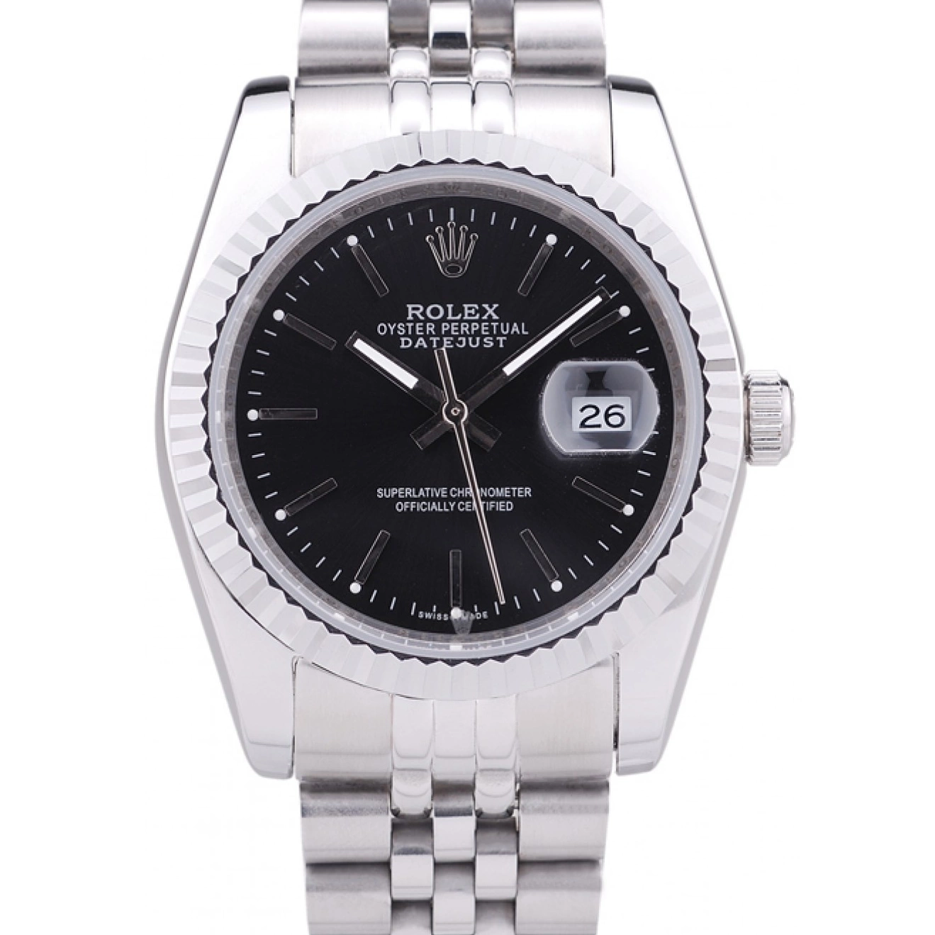 AAA Replica Watches Bezel Black Diamonds Ribbed 7456 Datejust Dial Rolex 0210