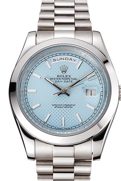 Best AAA Replica Sites Blue Dial Bracelet Rolex Stainless Steel Day Date Case And 40 Ice 0223