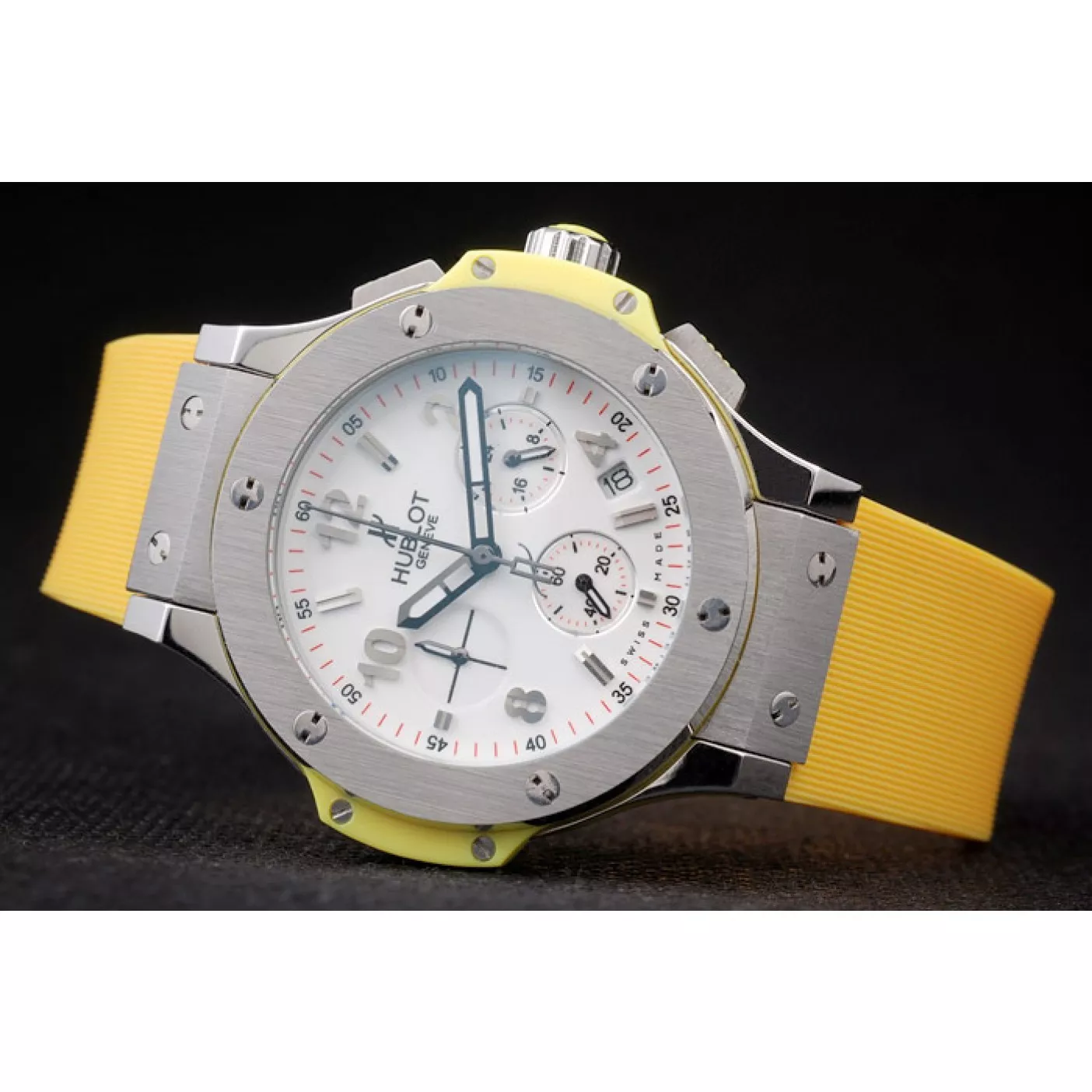 AAA Replica Watches Hublot Big Bang Yellow Strap White Dial Watch 98071 0203