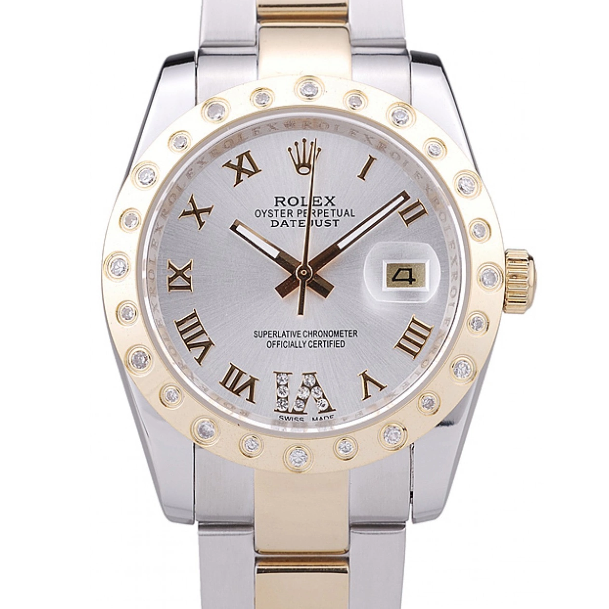 Best AAA Replica Sites Diamond 7464 White Dial Rolex Bezel Datejust 0210