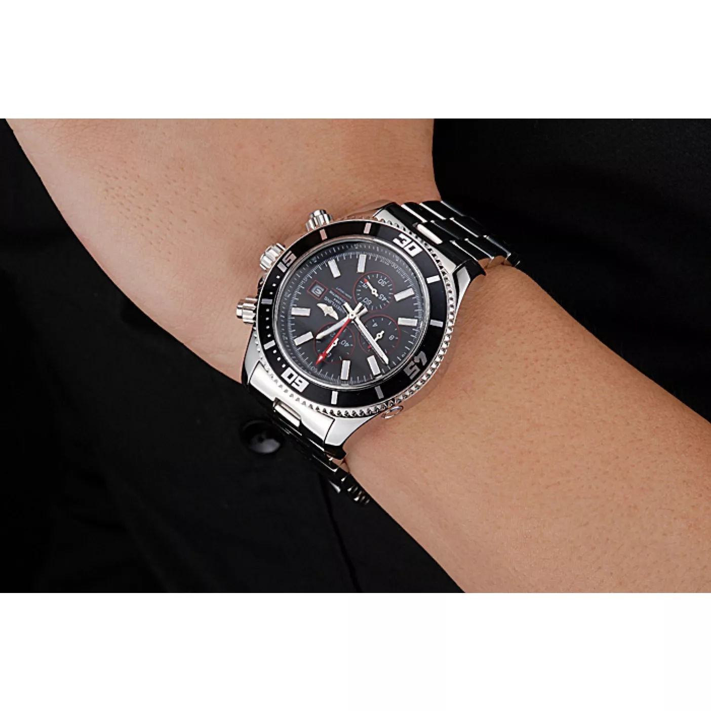 AAA Replica Watches Breitling Superocean Chronograph II Black Dial Stainless Steel Bracelet 622428 0205